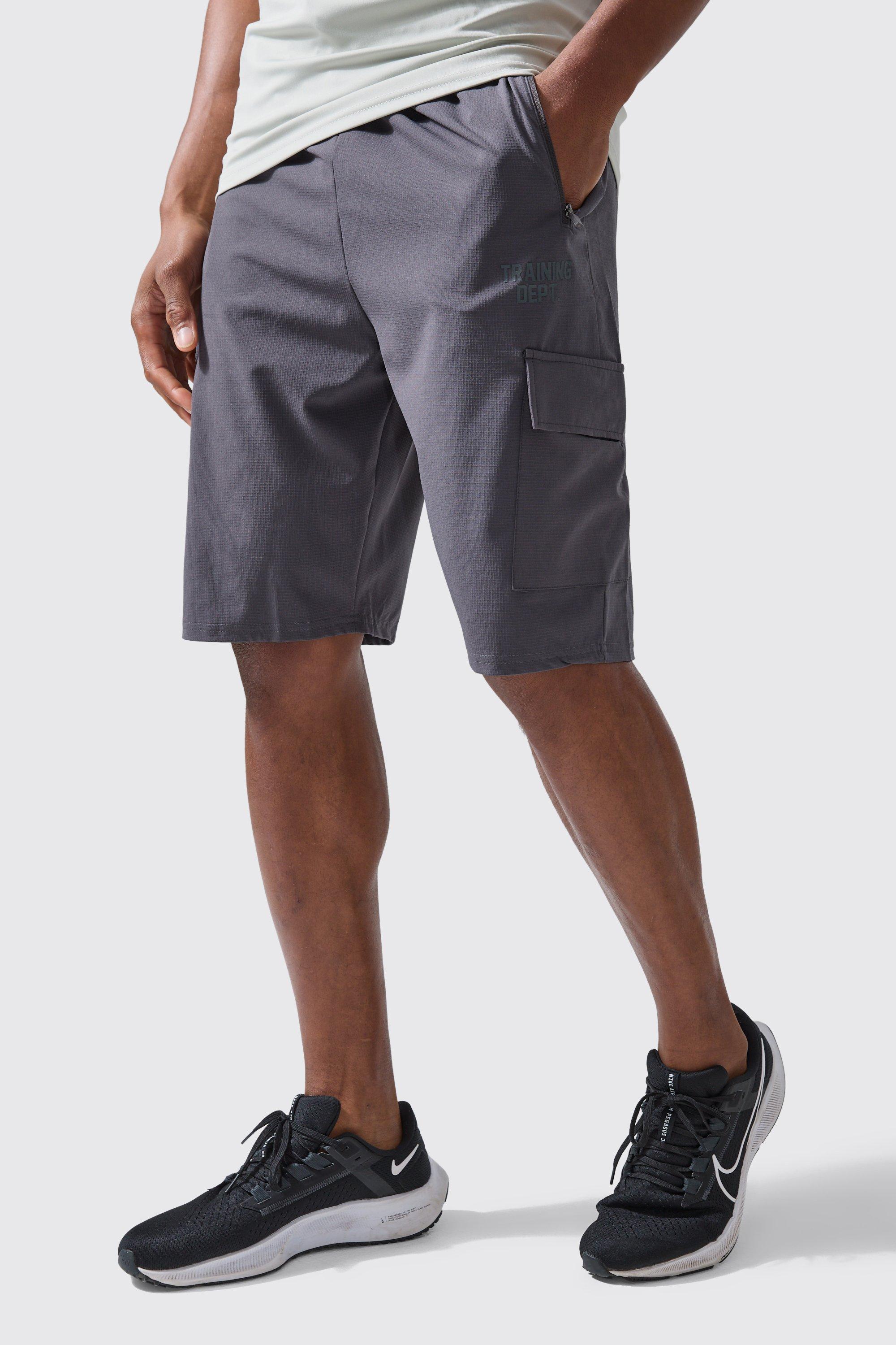 Mens Grey Tall Active Training Dept Cargo Shorts, Grey