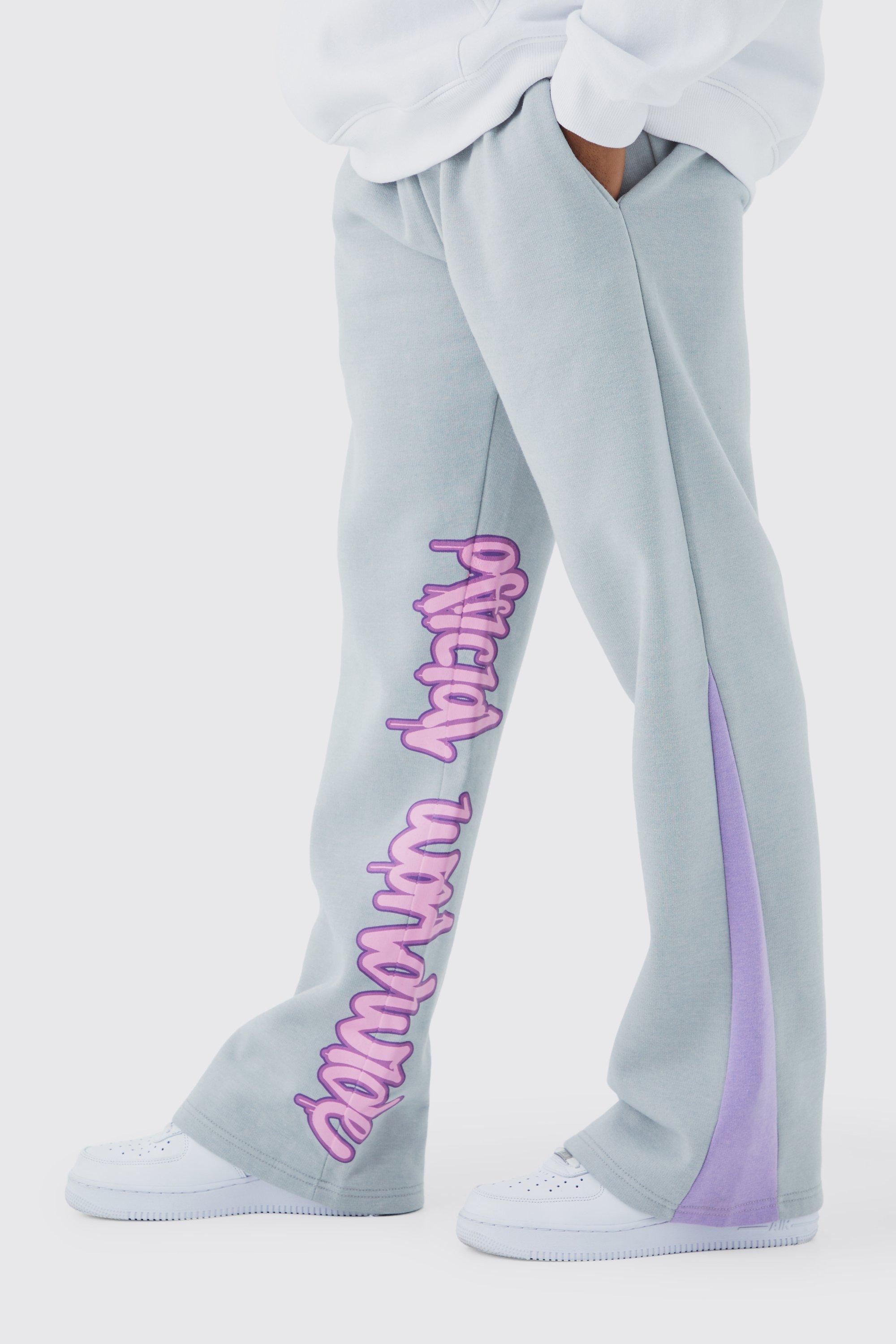 Image of Pantaloni tuta con stampa stile Graffiti, inserti e pannelli, Grigio
