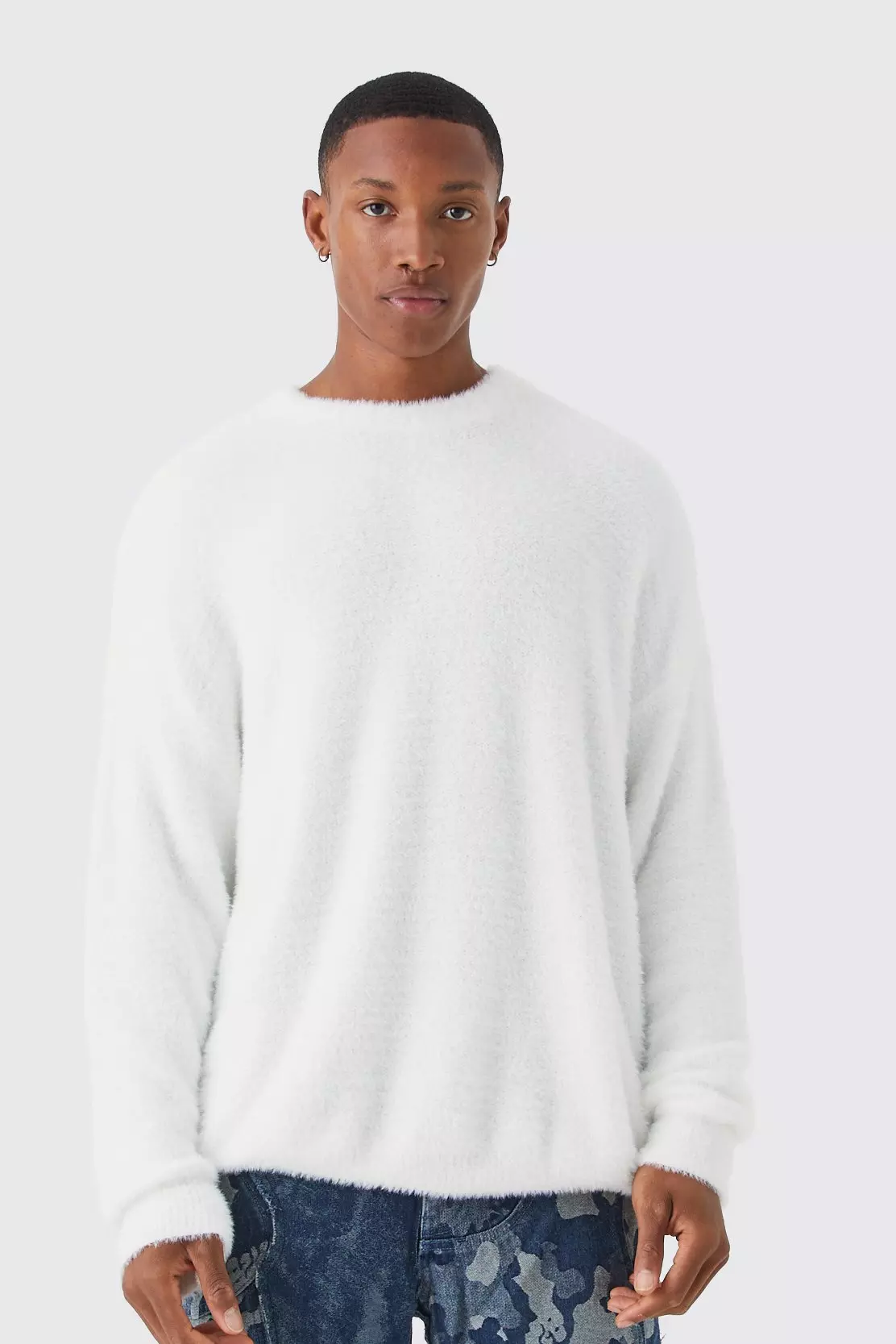 Oversized Crew Neck Fluffy Knitted Sweater