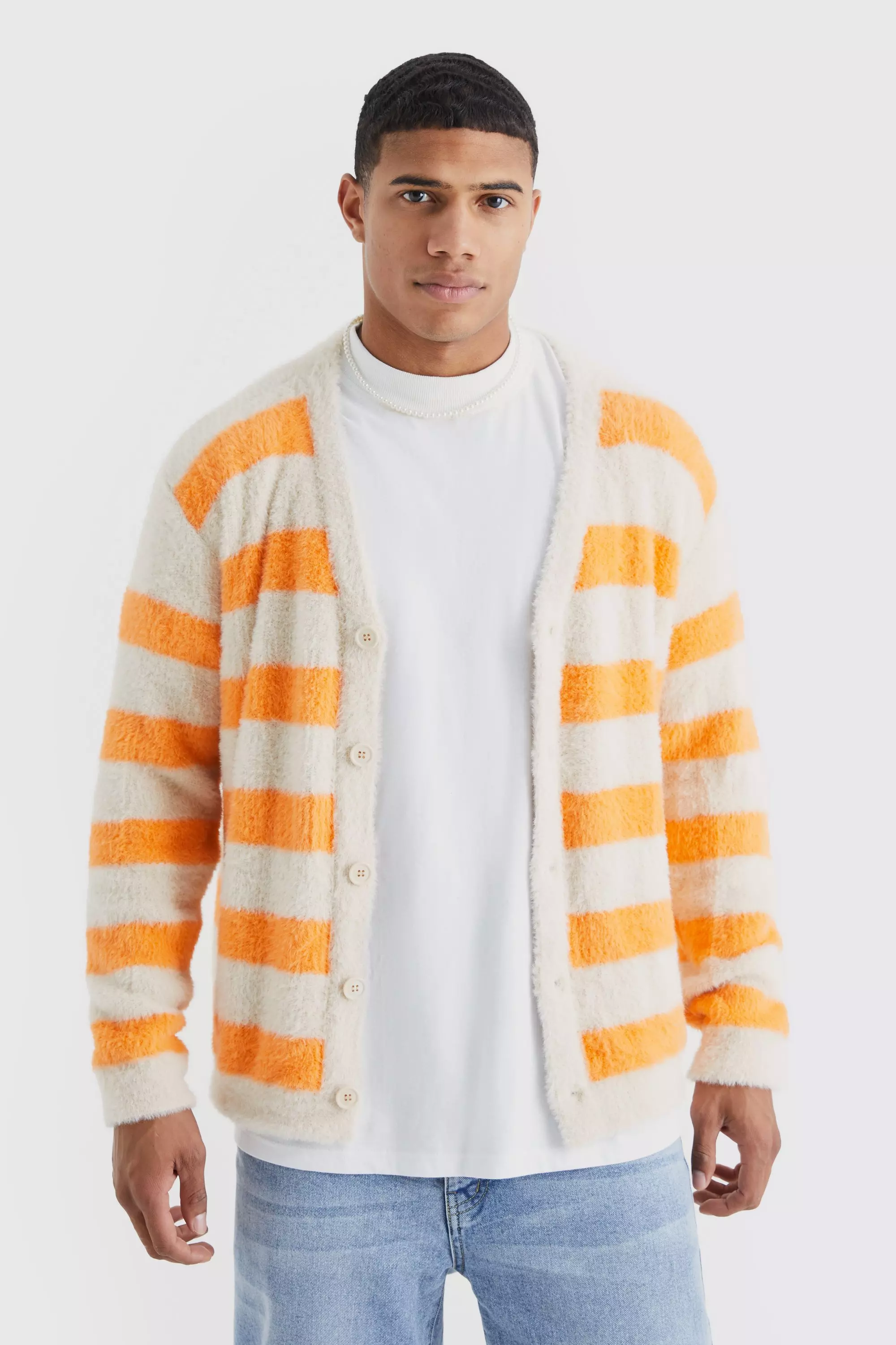 Striped on sale cardigan men's