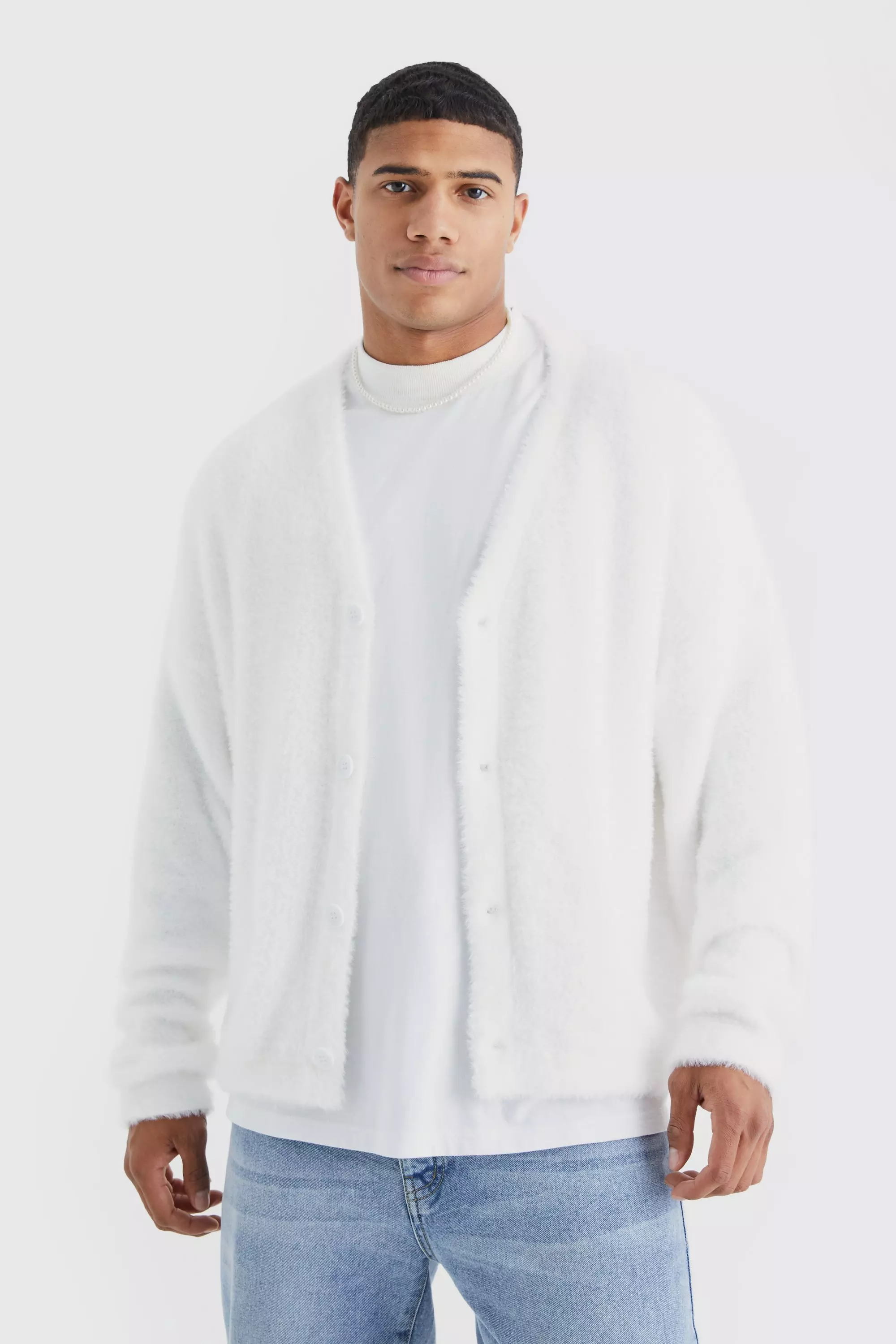 Mens fluffy clearance cardigan