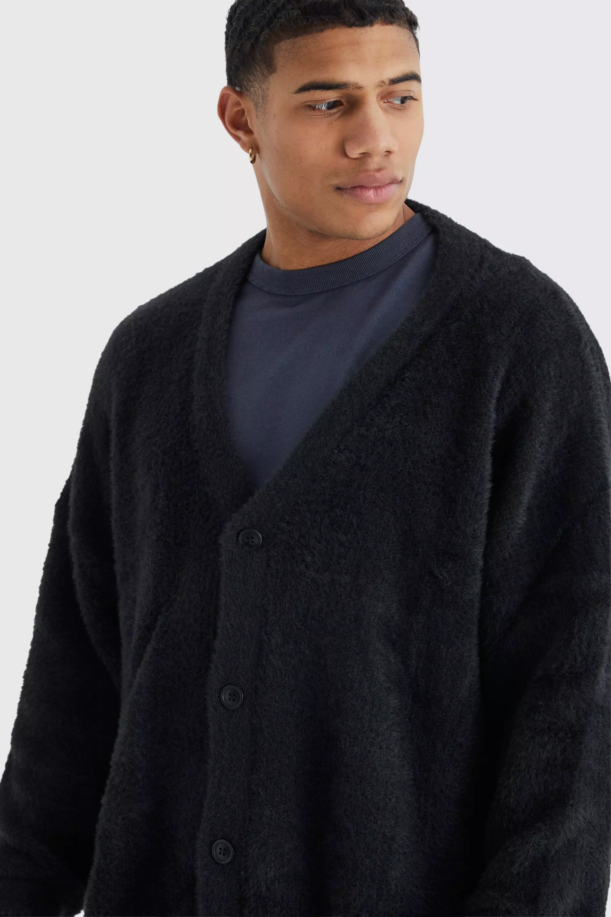 Mens black shop knit cardigan