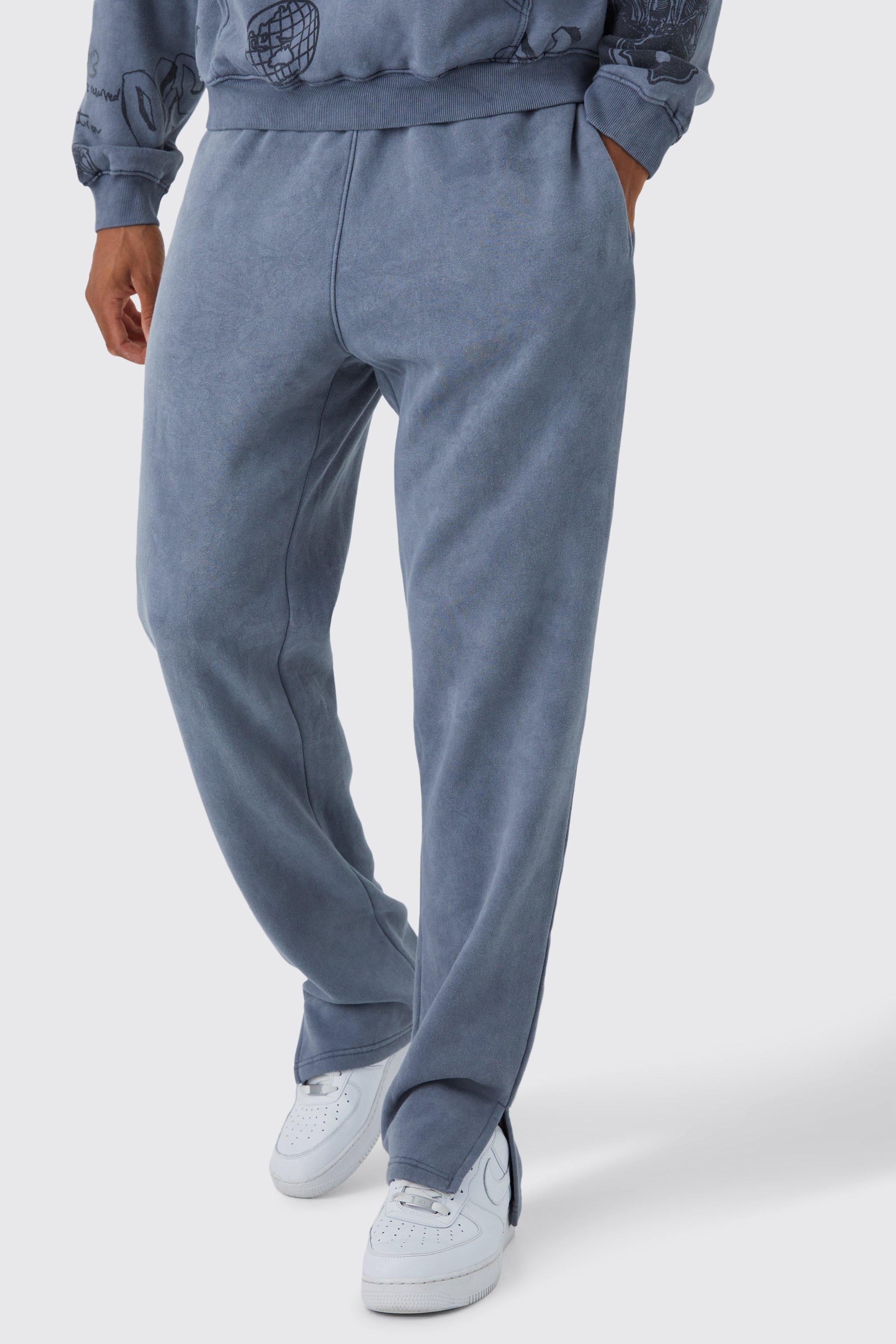 Image of Pantaloni tuta slavati Tall Core con spacco sul fondo, Grigio
