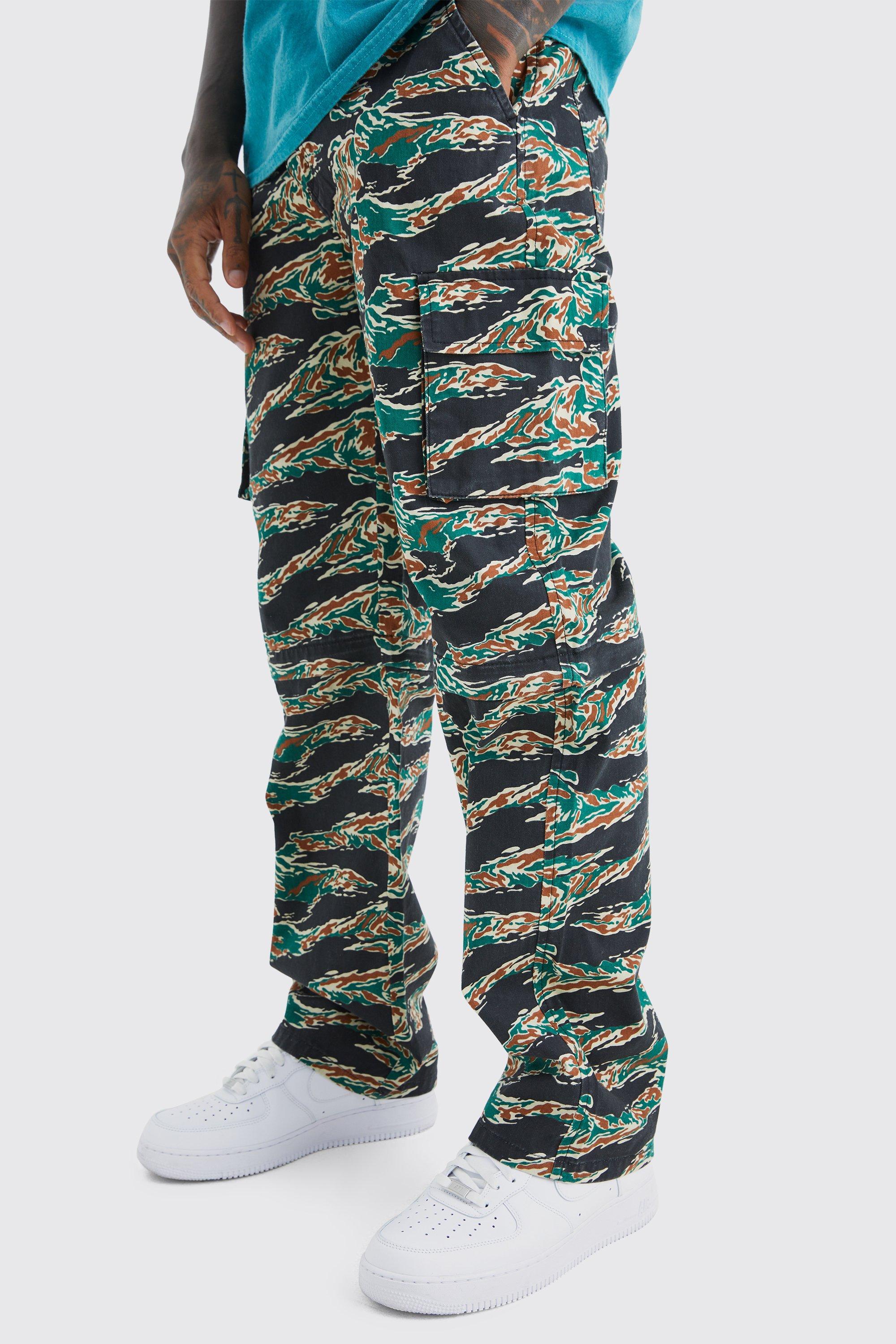 pantalon cargo zippé à imprimé camouflage homme - kaki - 30, kaki