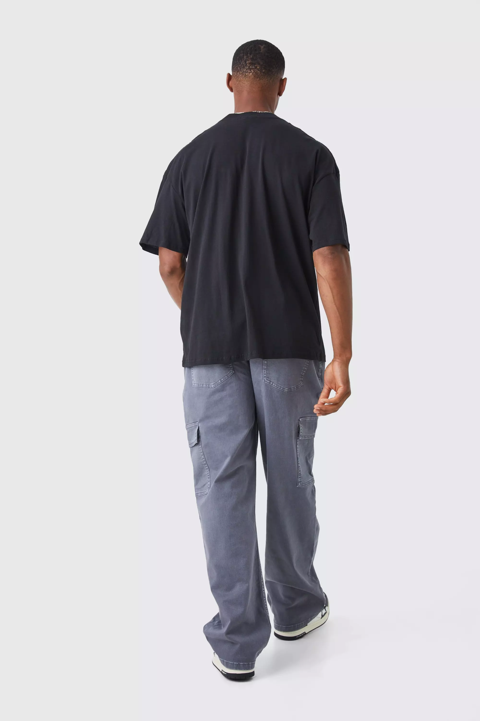 OVERDYED DENIM CARGO TROUSERS - Earth
