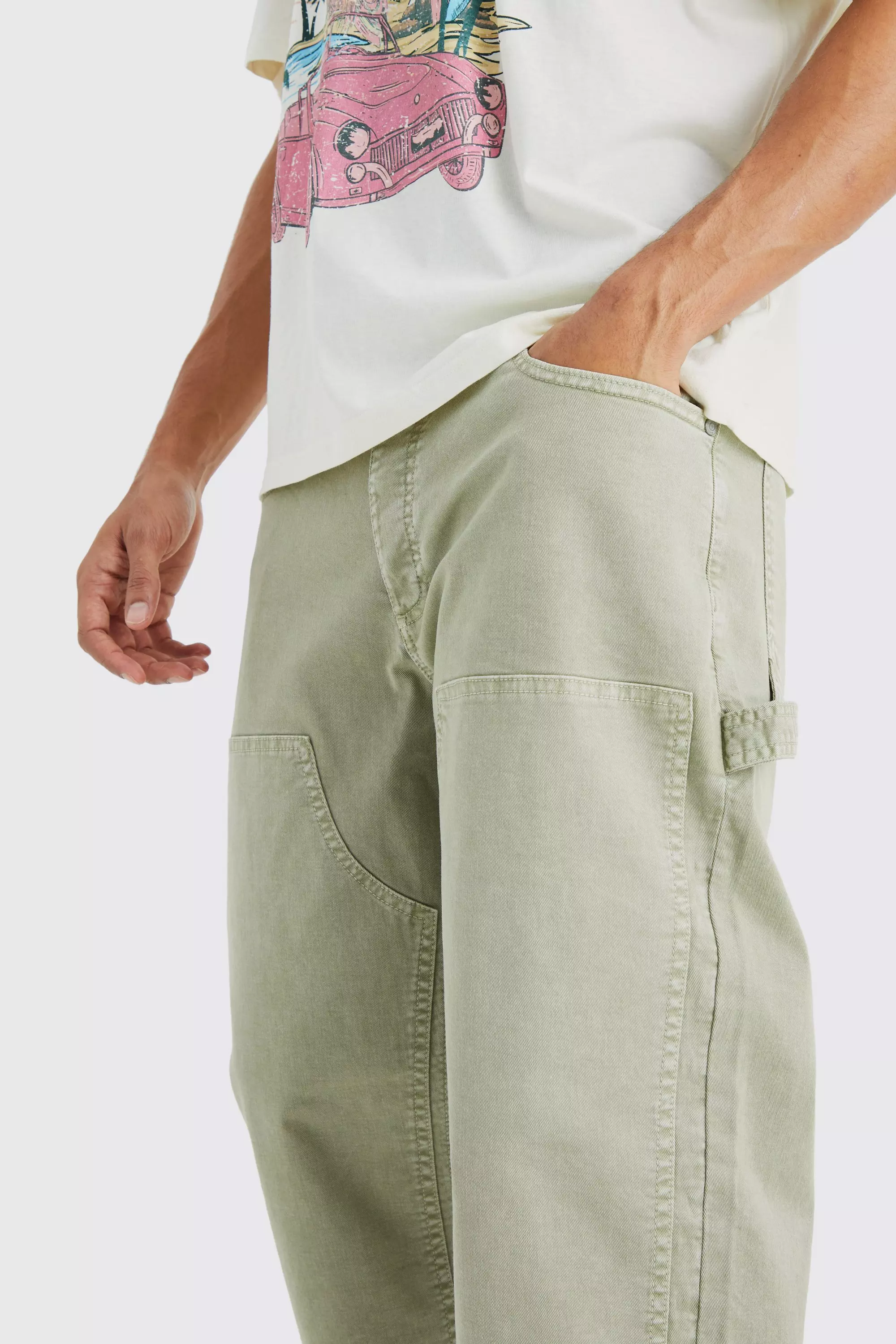 Relaxed Overdye Carpenter Pants | boohooMAN USA