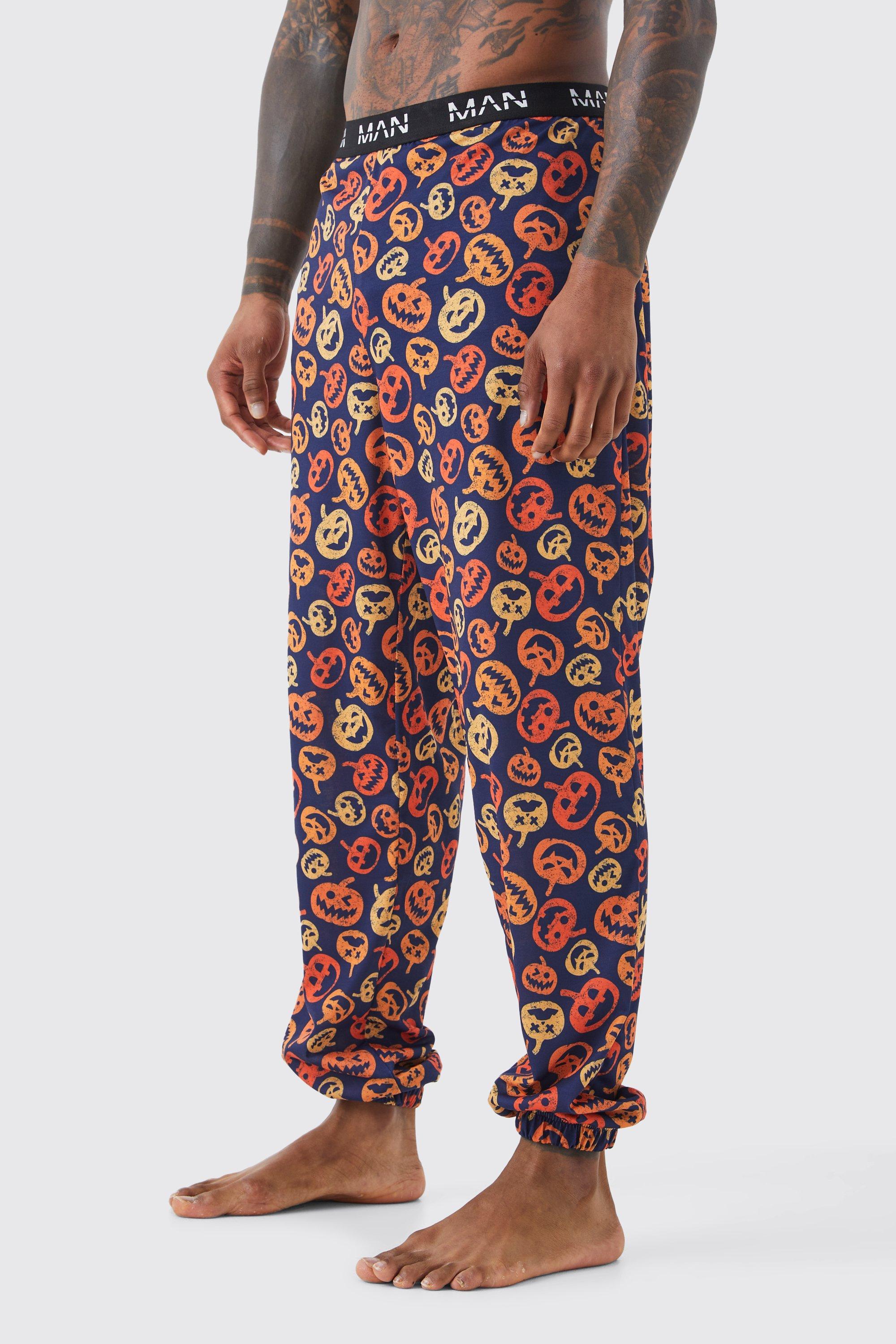Image of Pantaloni tuta di Loungewear di Halloween con stampa di zucca, Navy