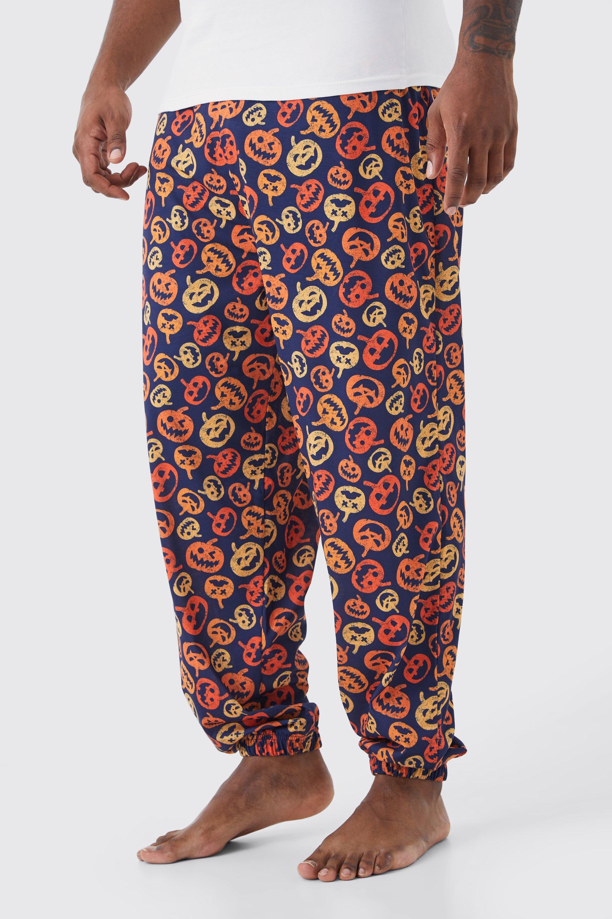 Image of Pantaloni tuta di Loungewear Plus Size di Halloween con stampa di zucca, Navy