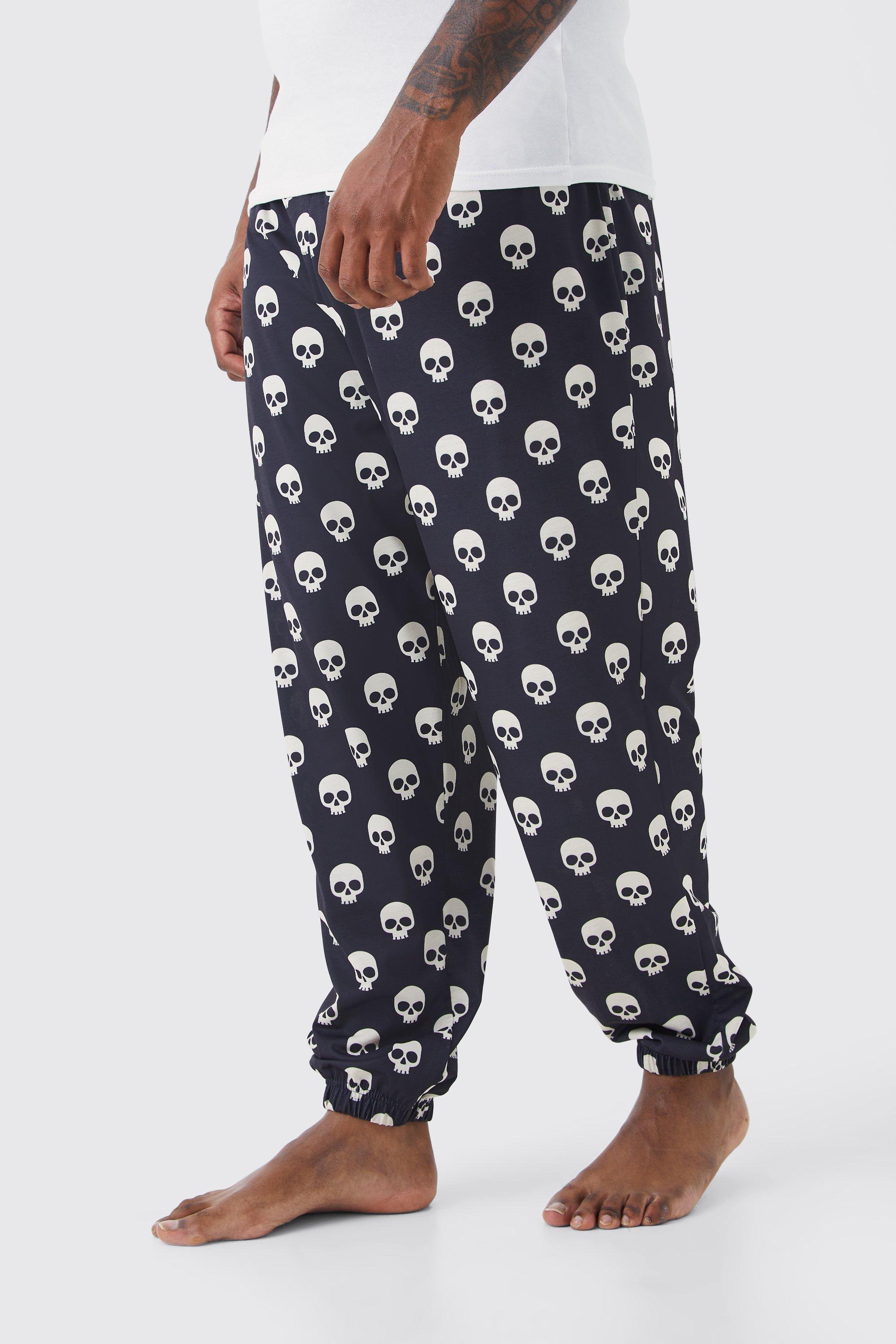 Image of Pantaloni tuta da casa Plus Size con stampa di teschio, Nero