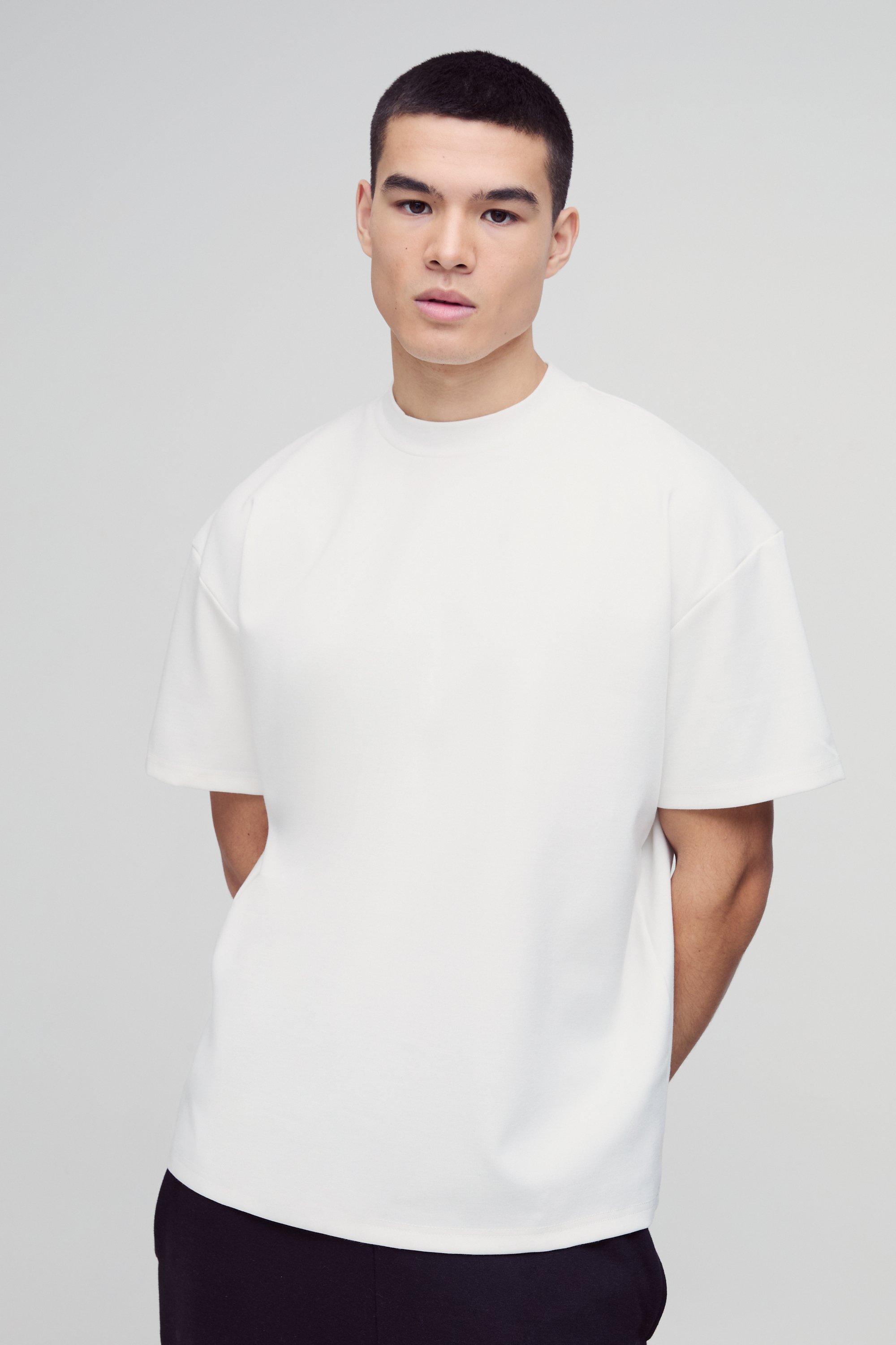Mens Cream Oversized Premium Super Heavyweight T-shirt, Cream