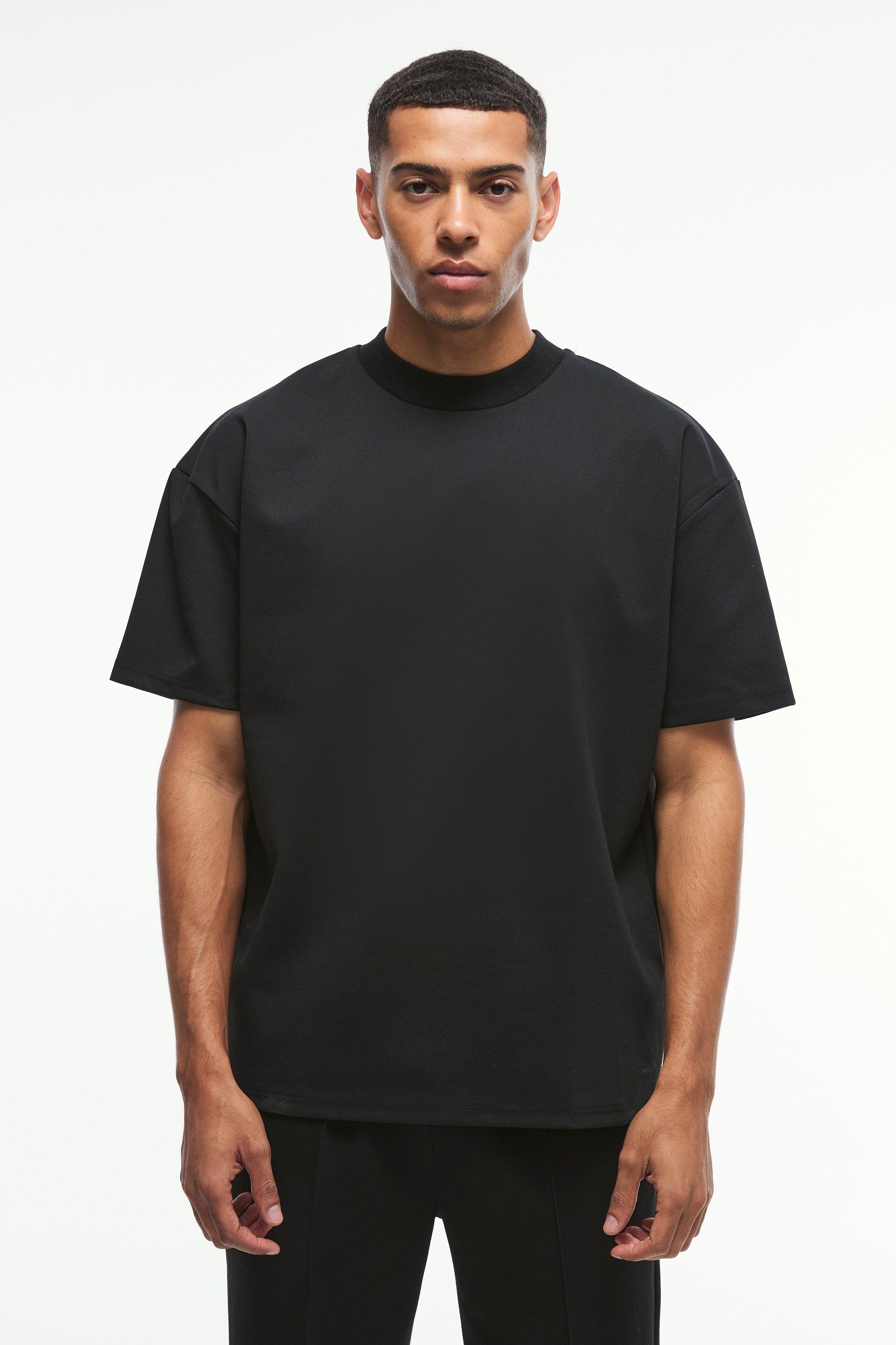 Mens Black Oversized Super Heavy Premium T-shirt, Black