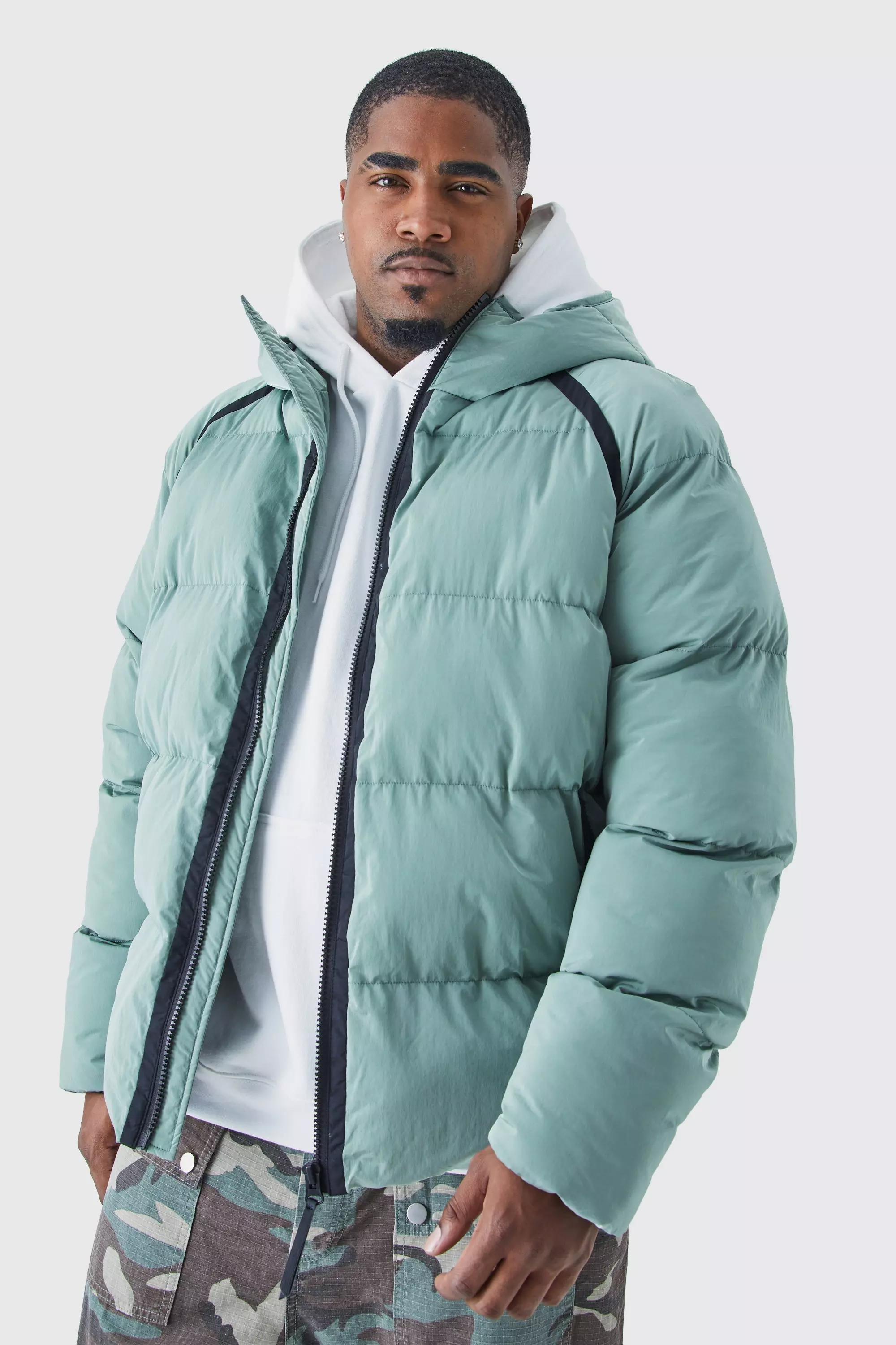 Panel Hooded Puffer, Boohoo Doudoune