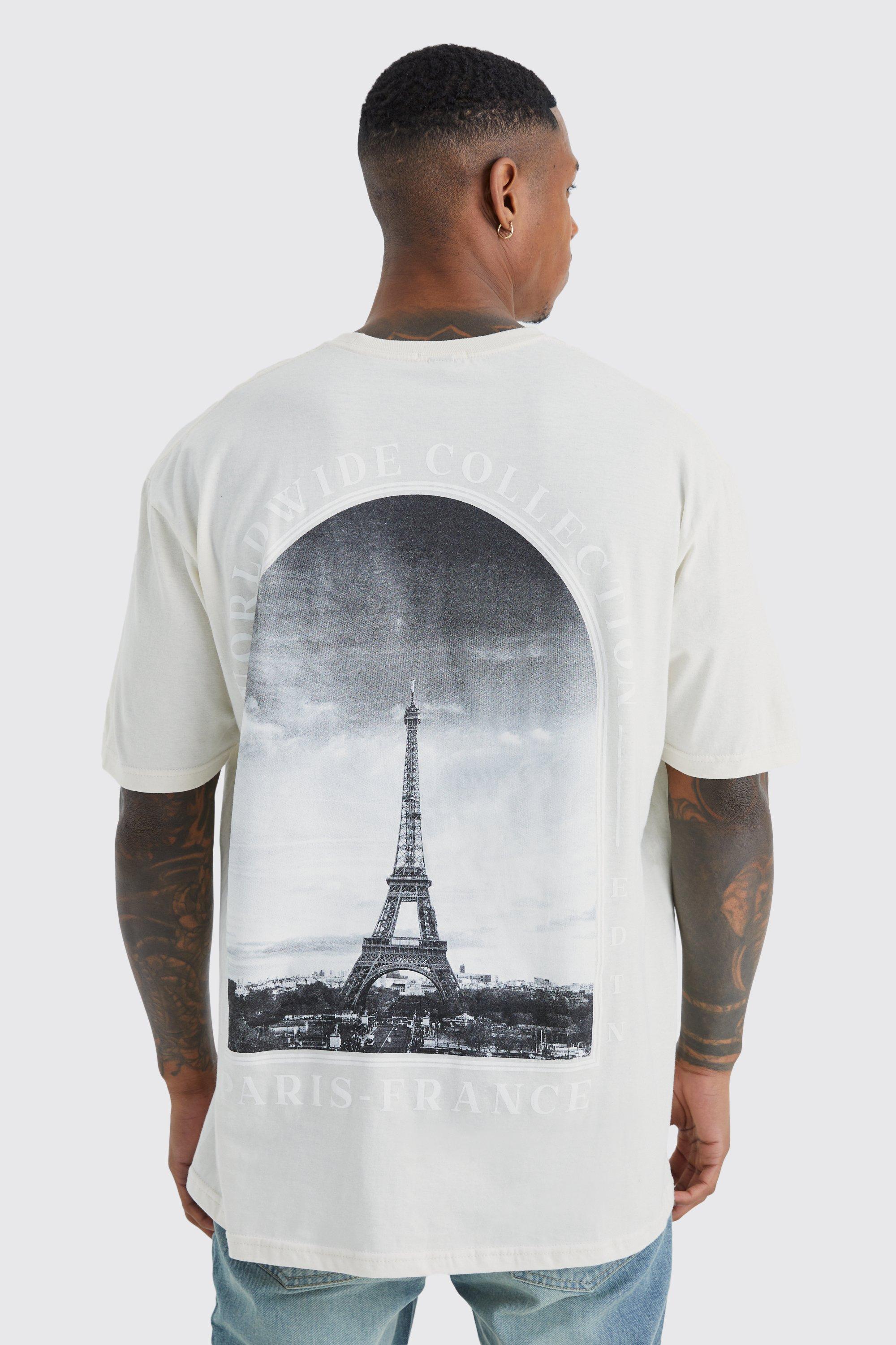 Mens Cream Oversized Scenic City Graphic T-shirt, Cream