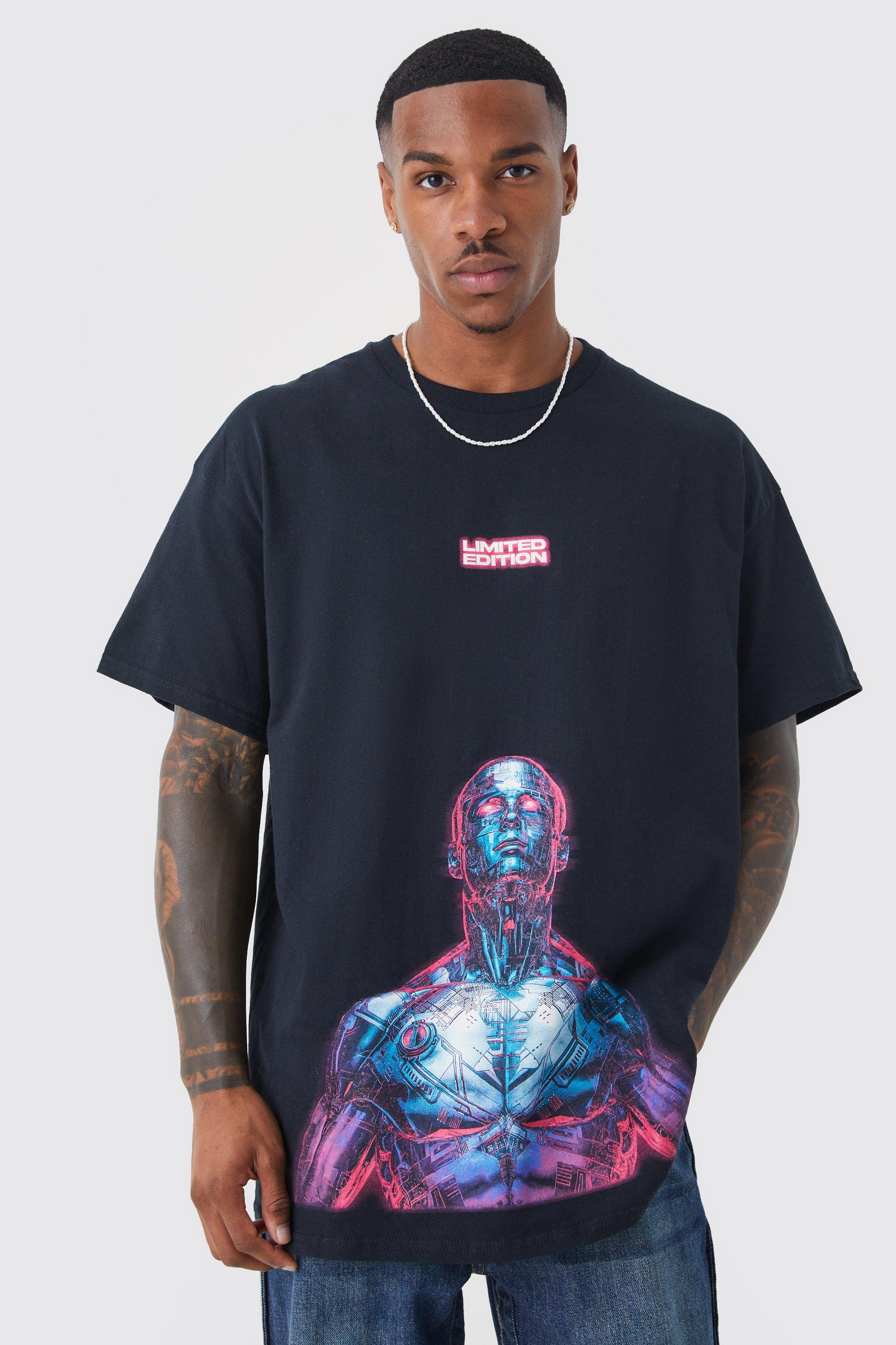Mens Black Oversized Limited Edition T-shirt, Black