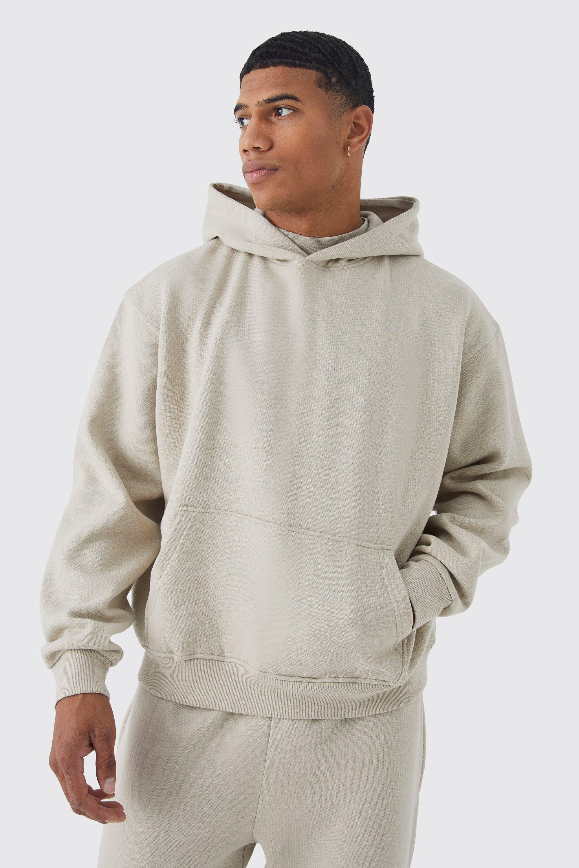 Mens Beige Oversized Boxy Hoodie, Beige