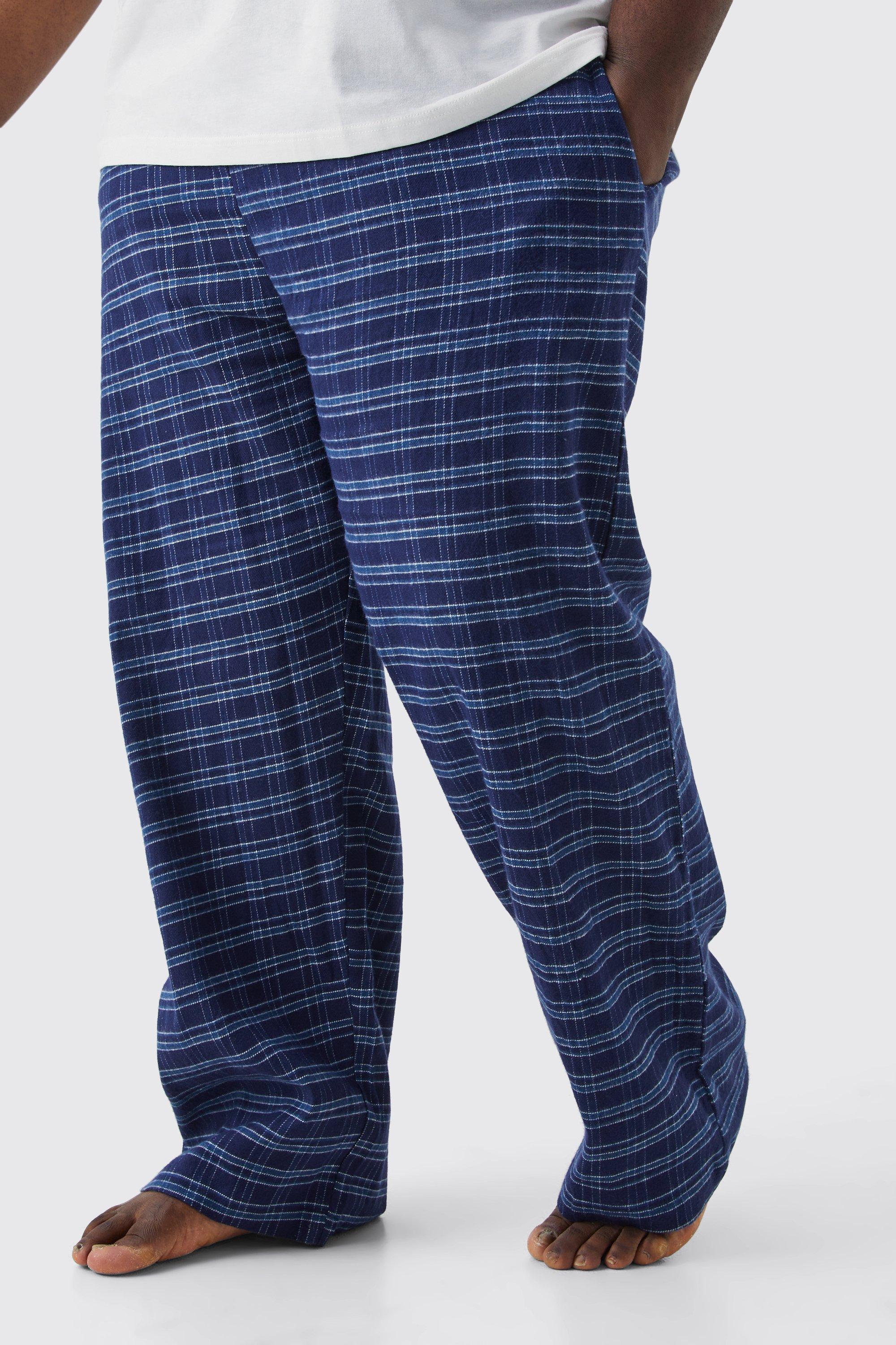 men's plus check pyjama bottoms - navy - xxxl, navy