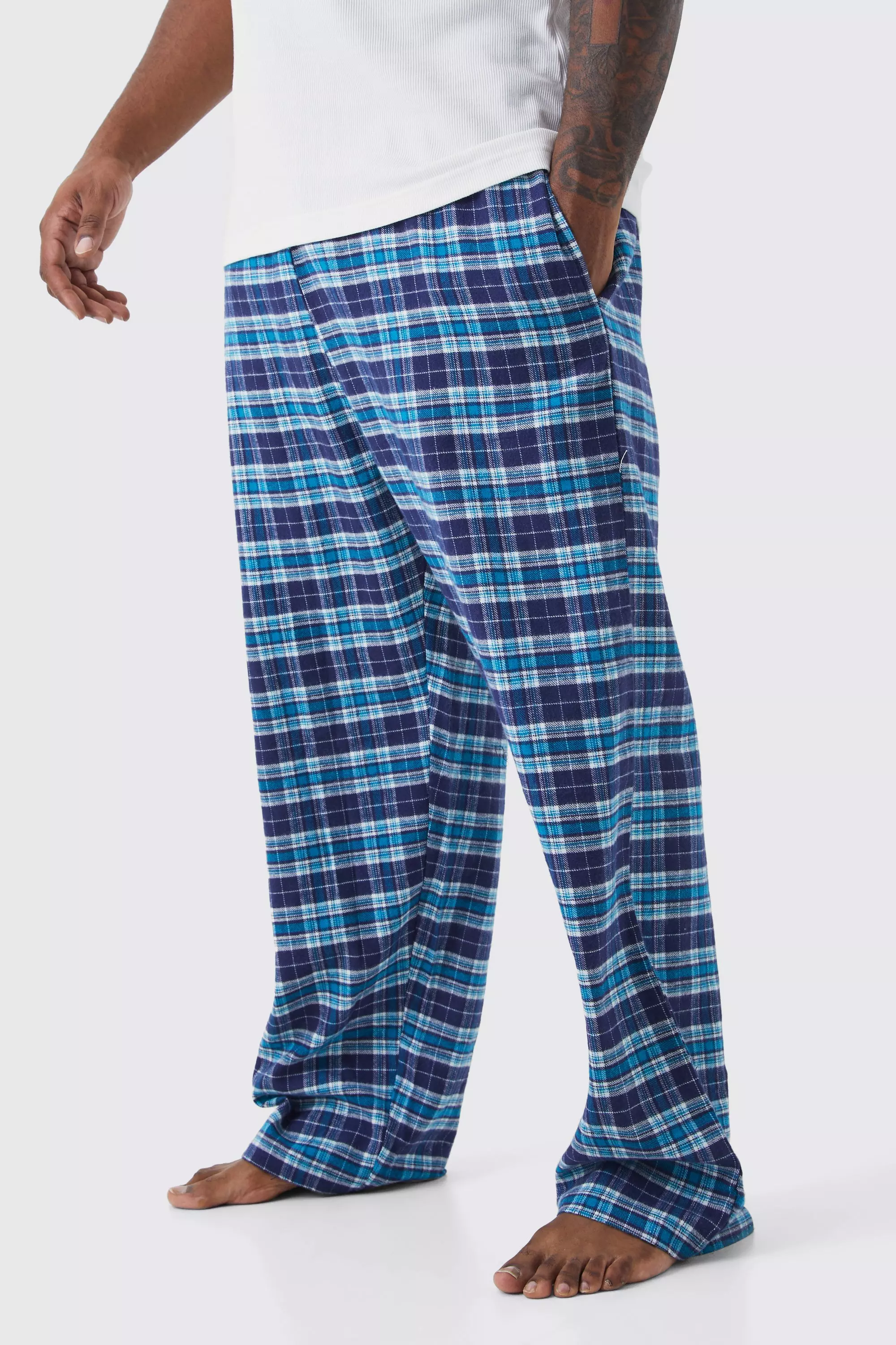 Plus Check Pajama Bottoms boohooMAN USA