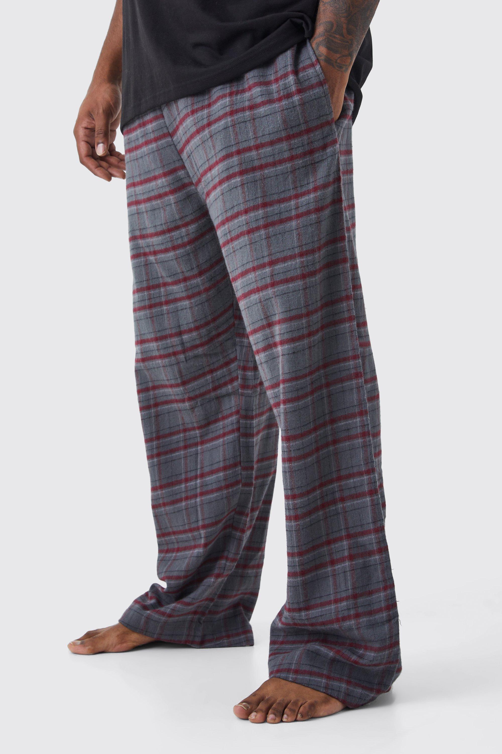 men's plus check pyjama bottoms - grey - xxxl, grey