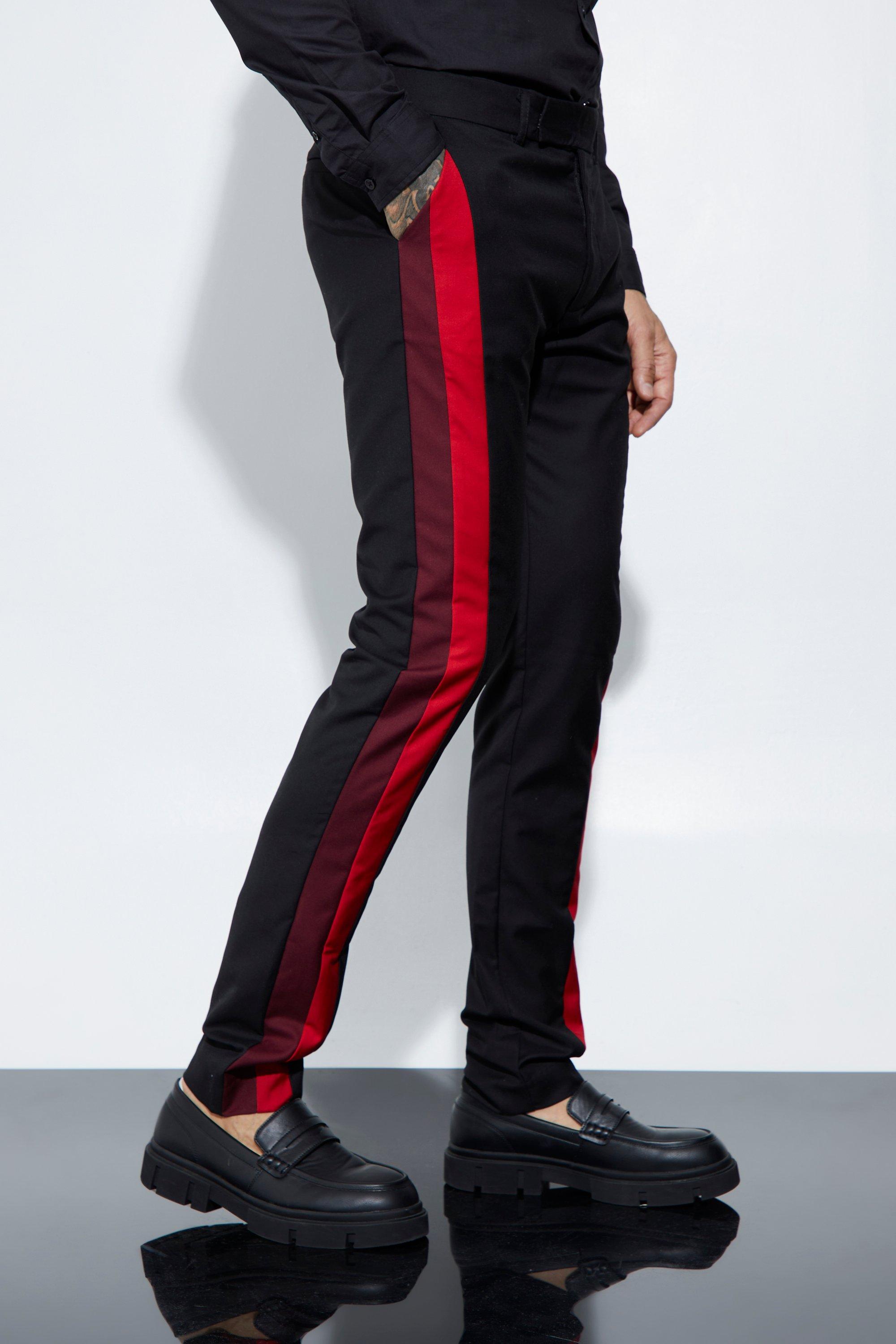 tall - pantalon de costume skinny color block homme - rouge - 30, rouge