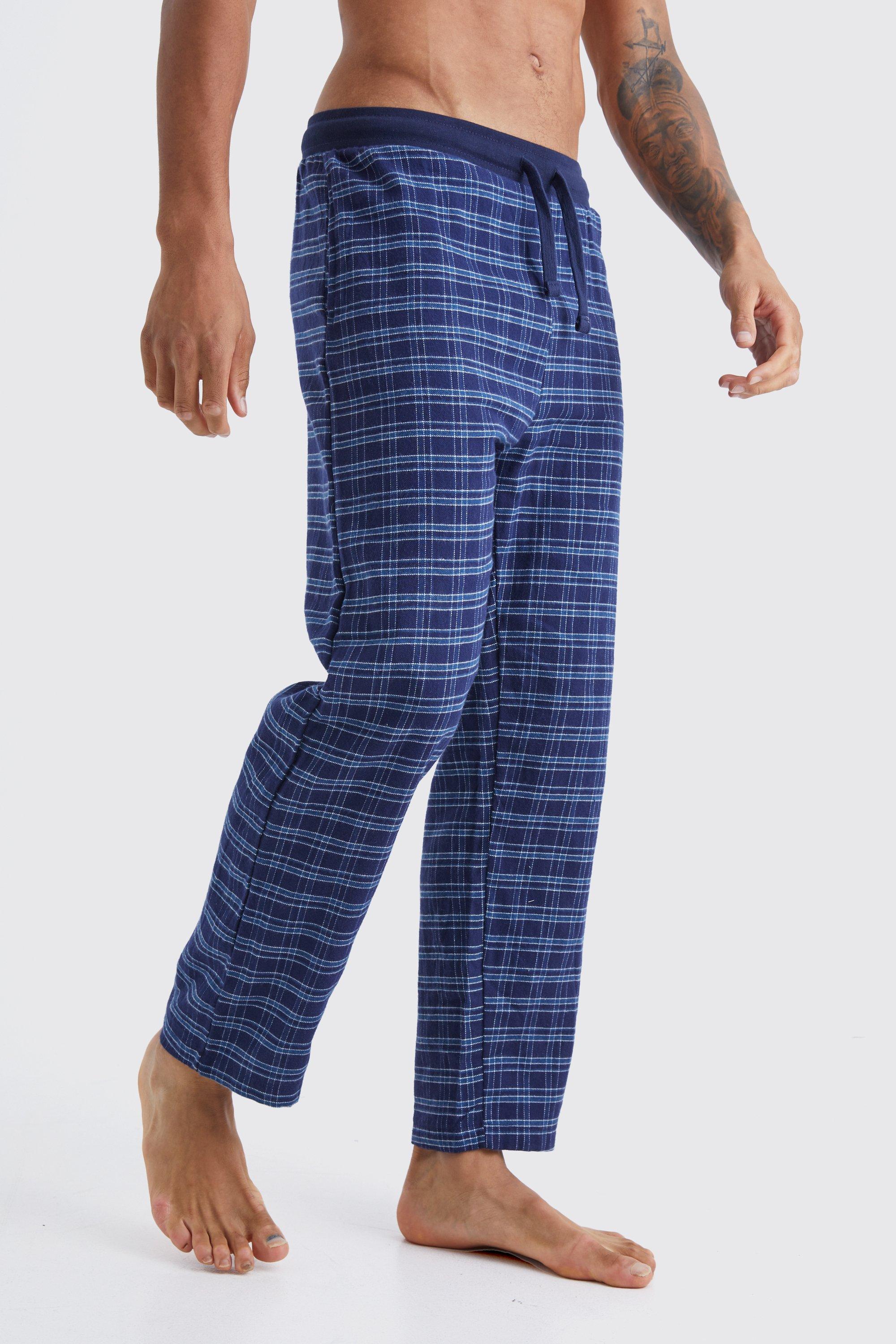 men's tall check pyjama bottoms - navy - s, navy