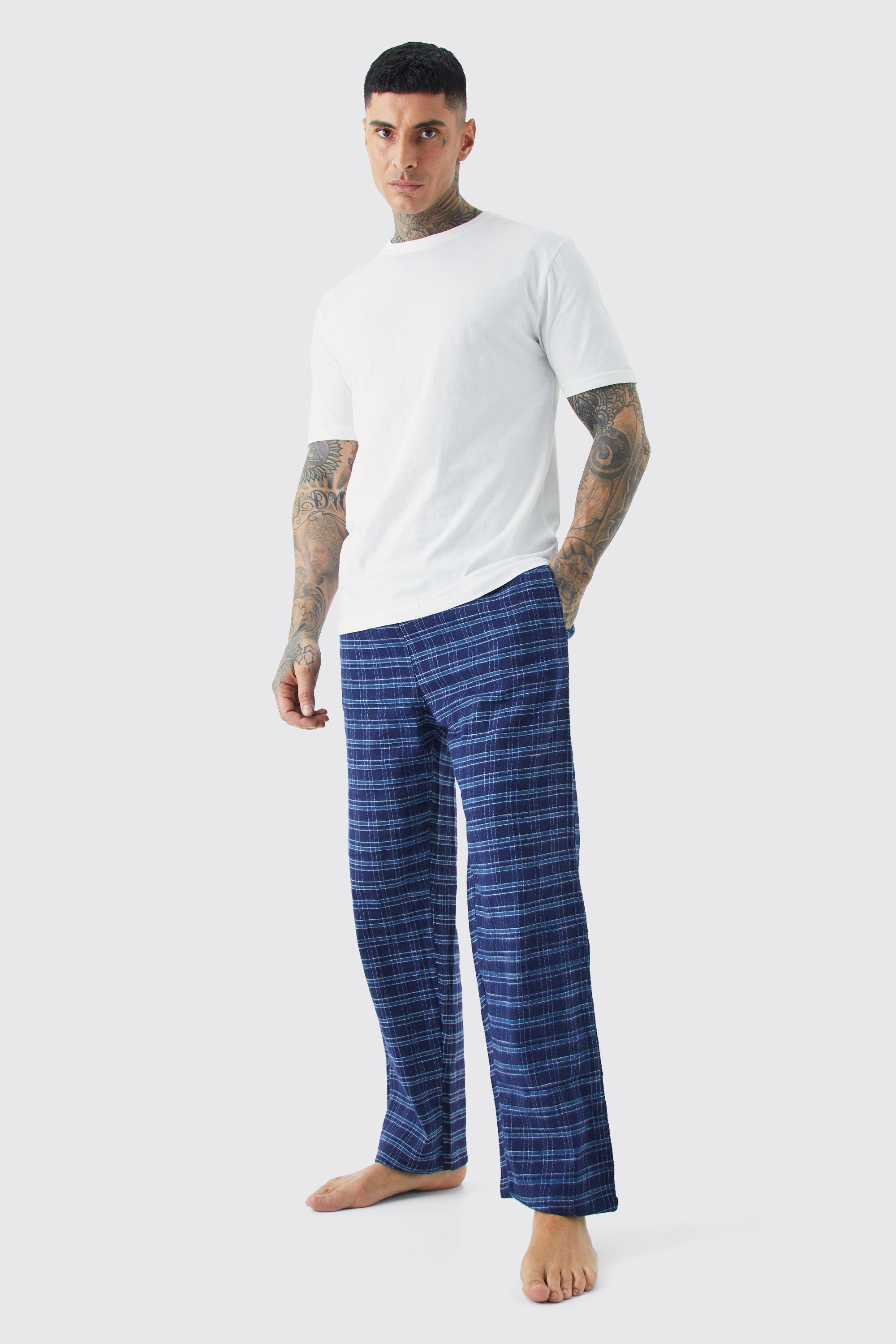 tall - pyjama avec t-shirt et bas à carreaux homme - bleu - xxl, bleu