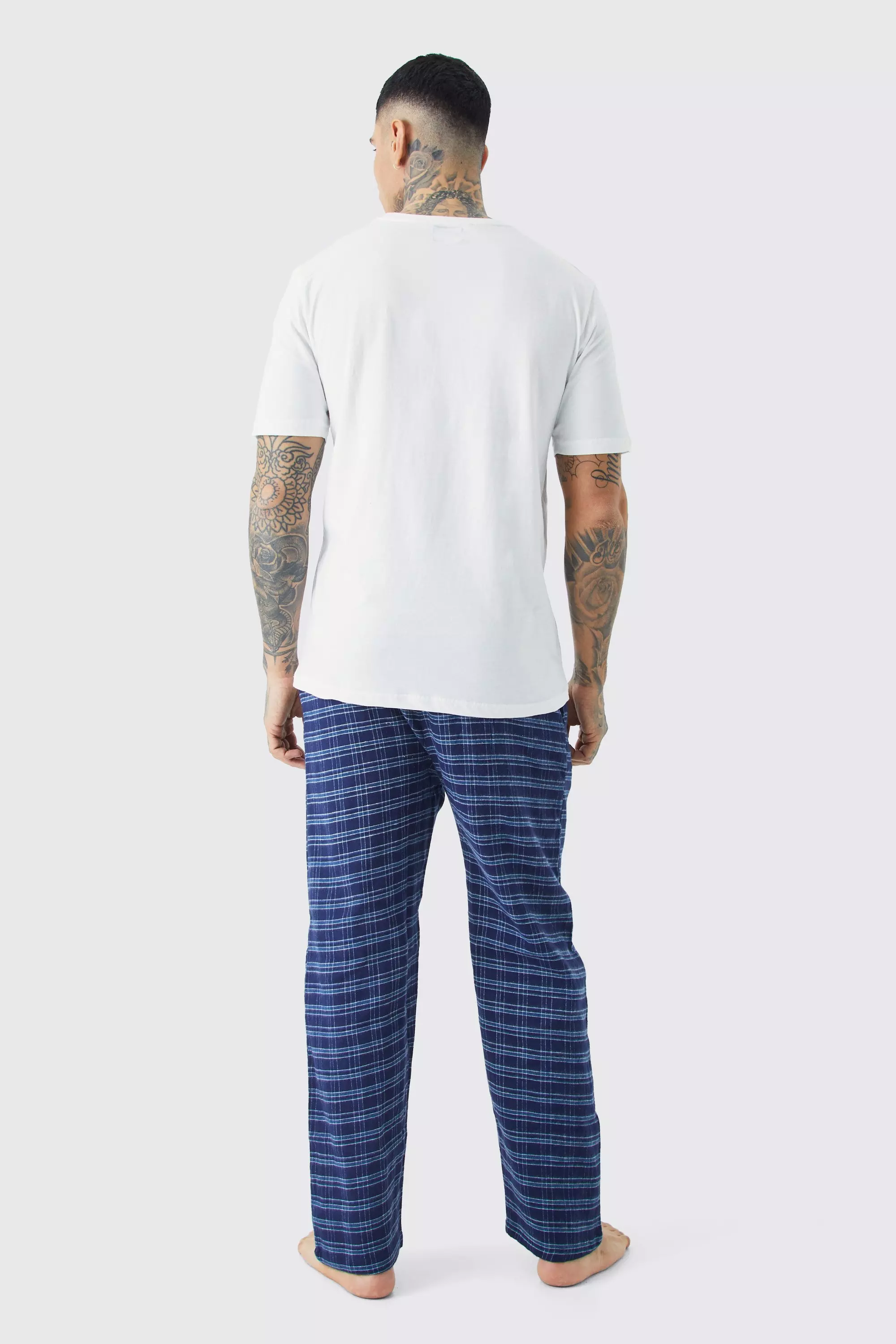 Tall Check Pyjama Bottoms And T-shirt Set