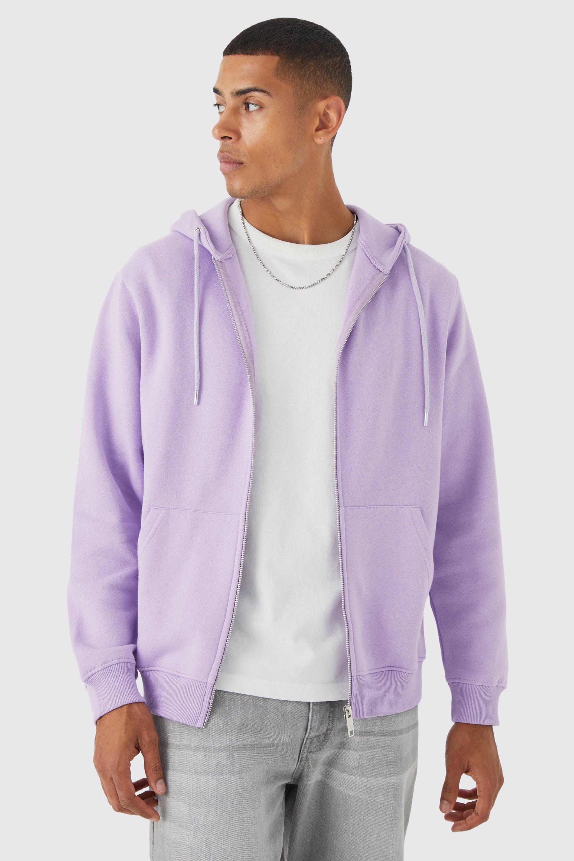 Mens Purple Core Zip Through Hoodie, Purple