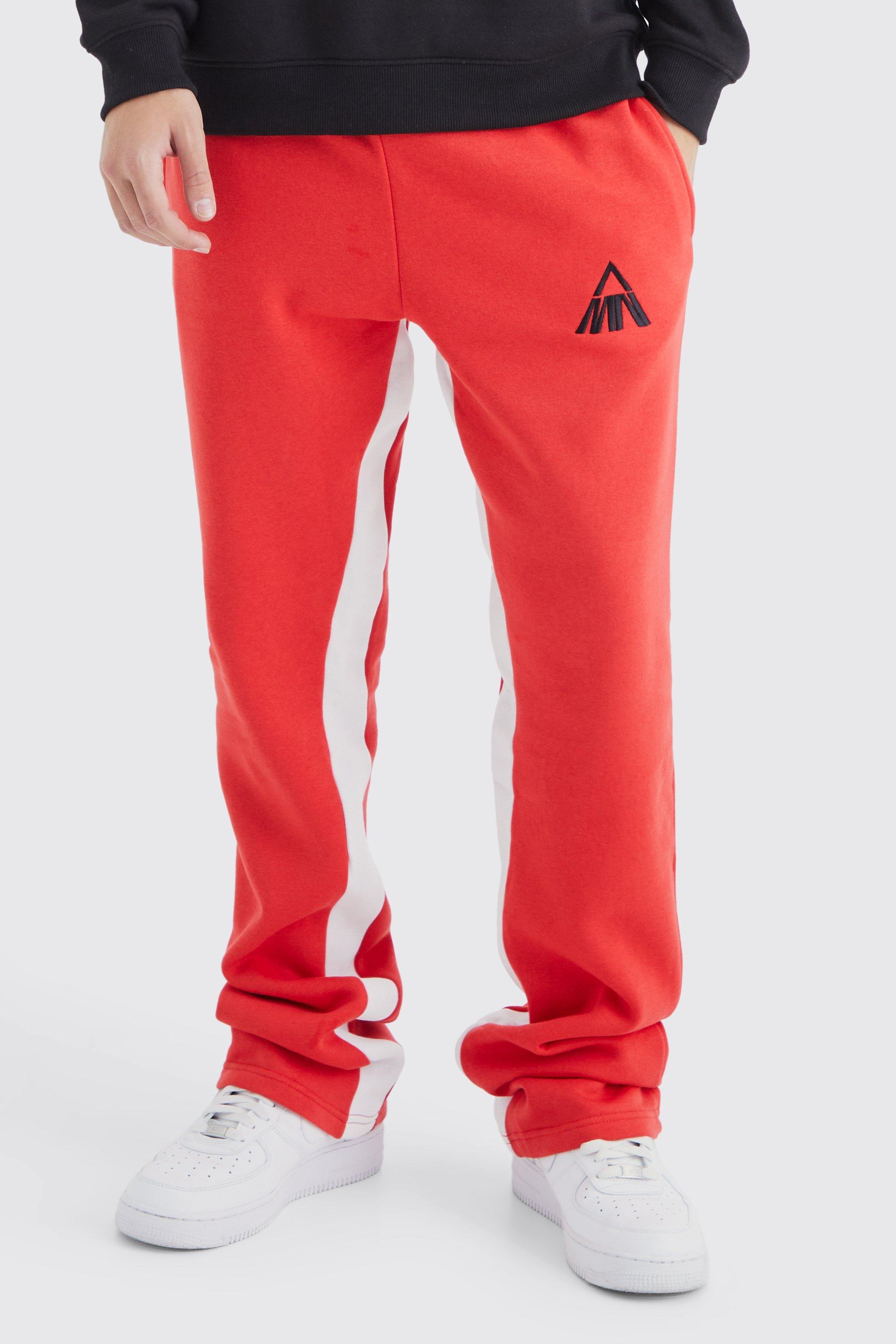 Mens Red Man Slim Stacked Jogger, Red