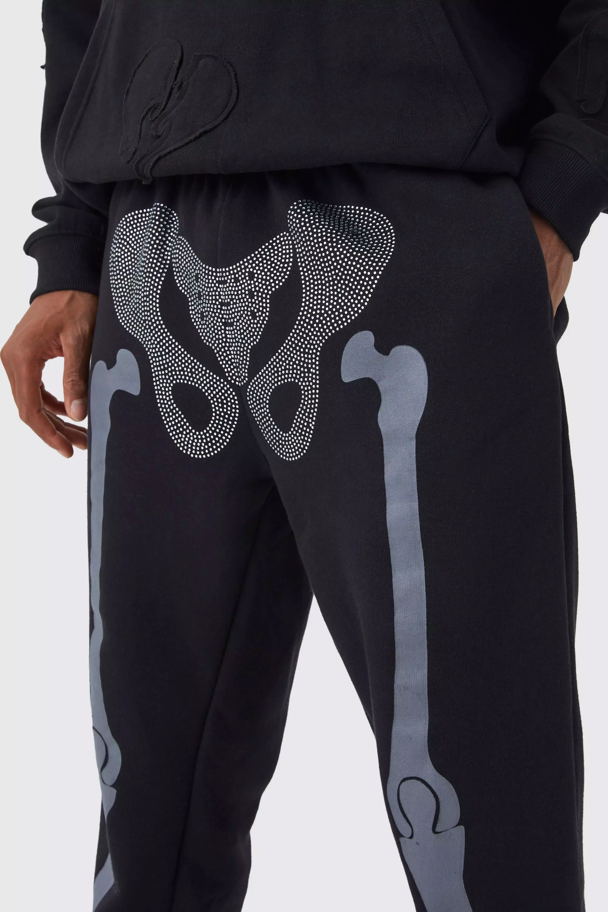 Regular Fit Rhinestone Skeleton Sweatpants