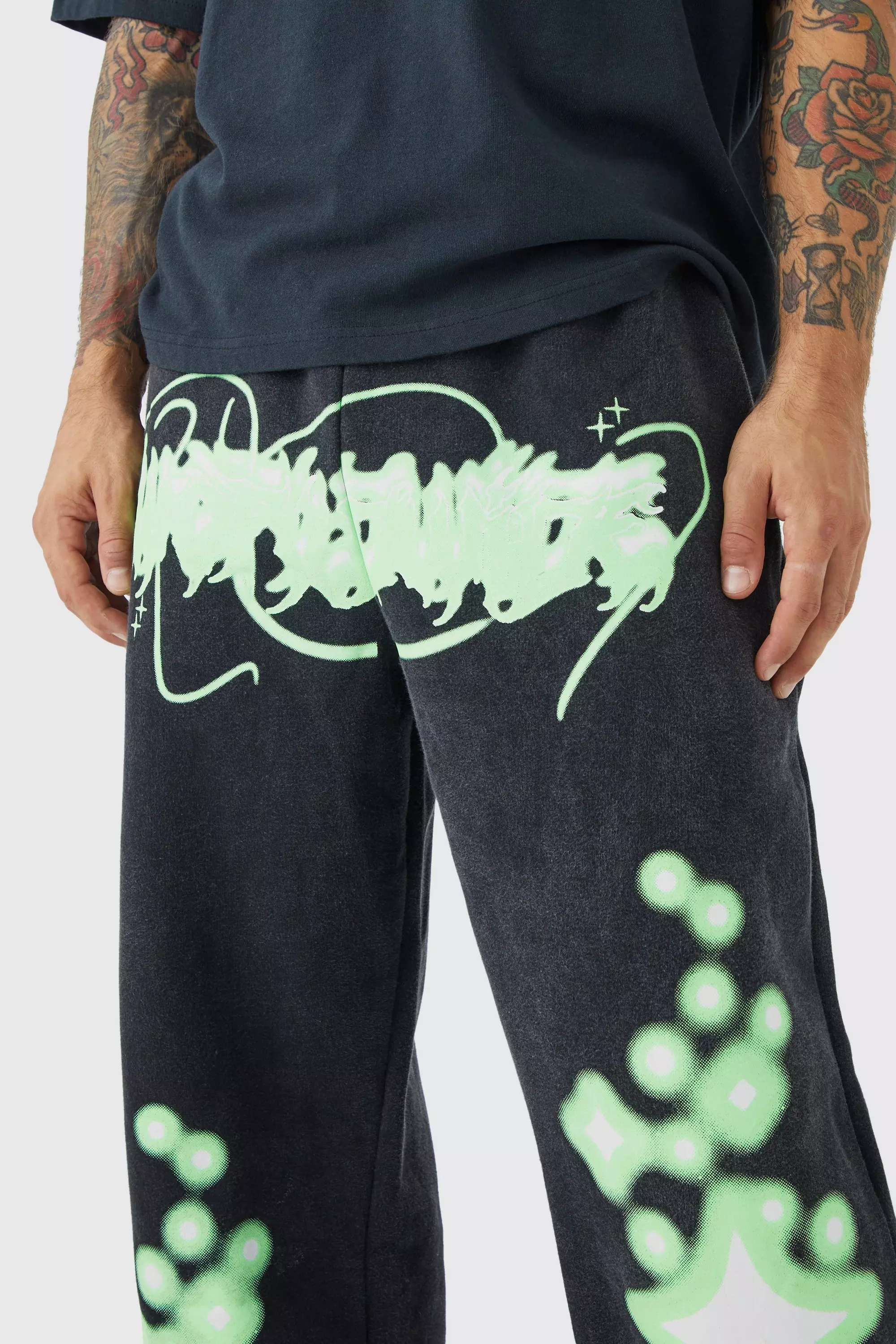 Oversized Acid Wash Glow In The Dark Sweatpants