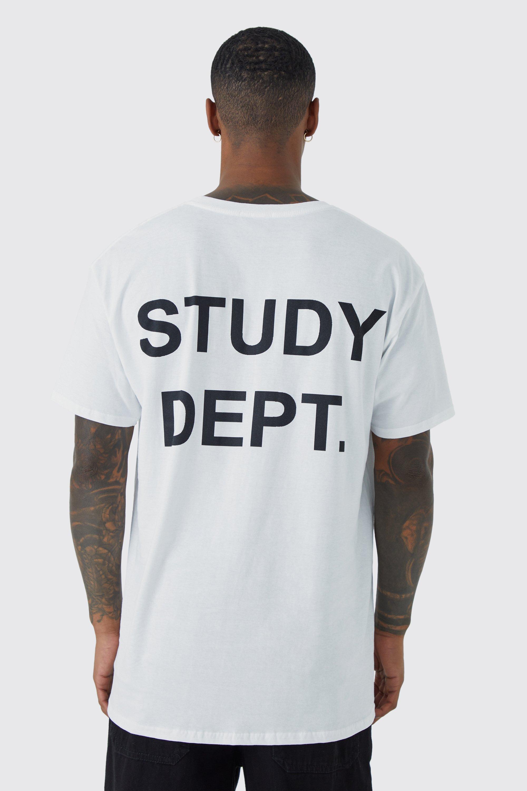 Mens White Oversized Student Slogan T-shirt, White