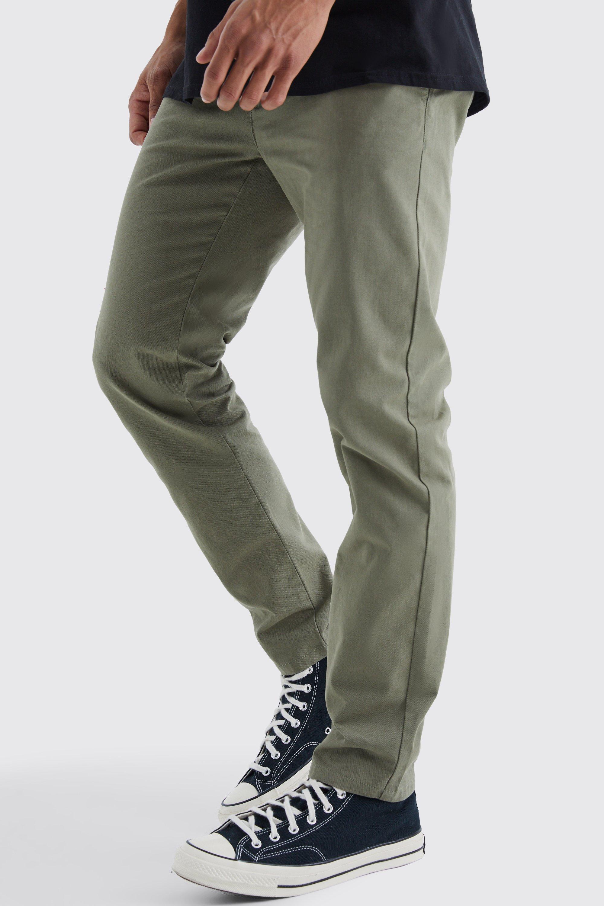 Image of Pantaloni Chino Slim Fit con vita fissa, Verde