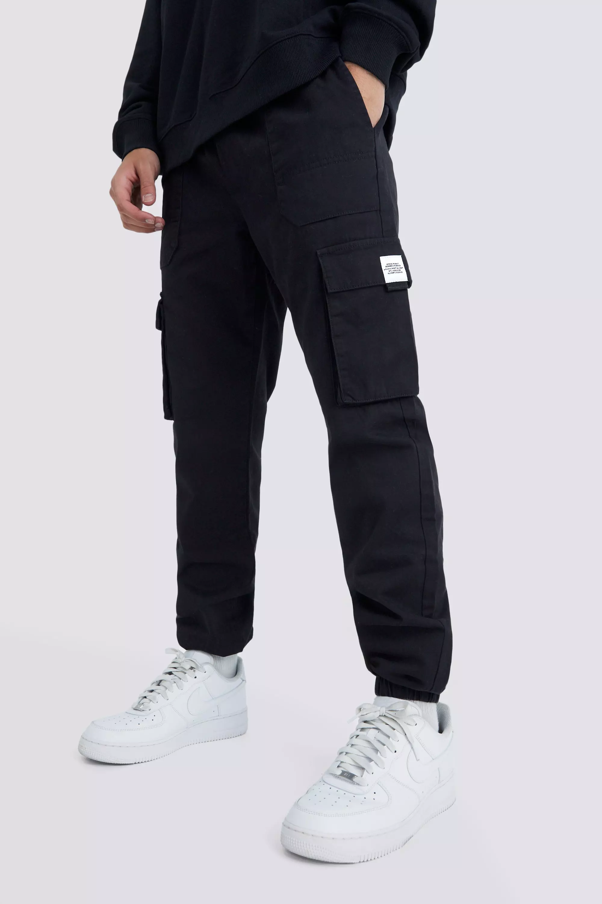 Elastic Waist Slim Fit Buckle Cargo Jogger