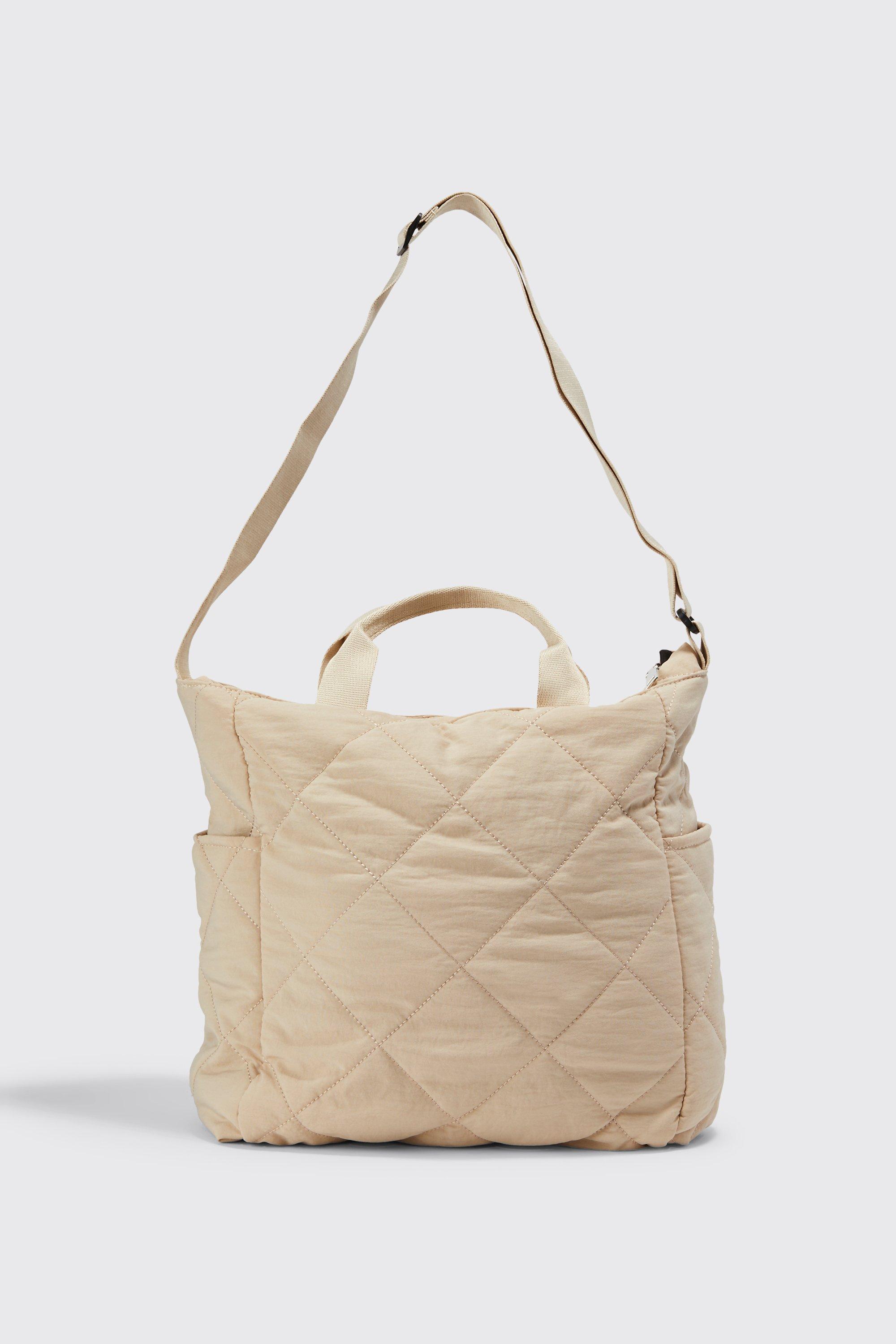 men's quilted tote bag - beige - one size, beige