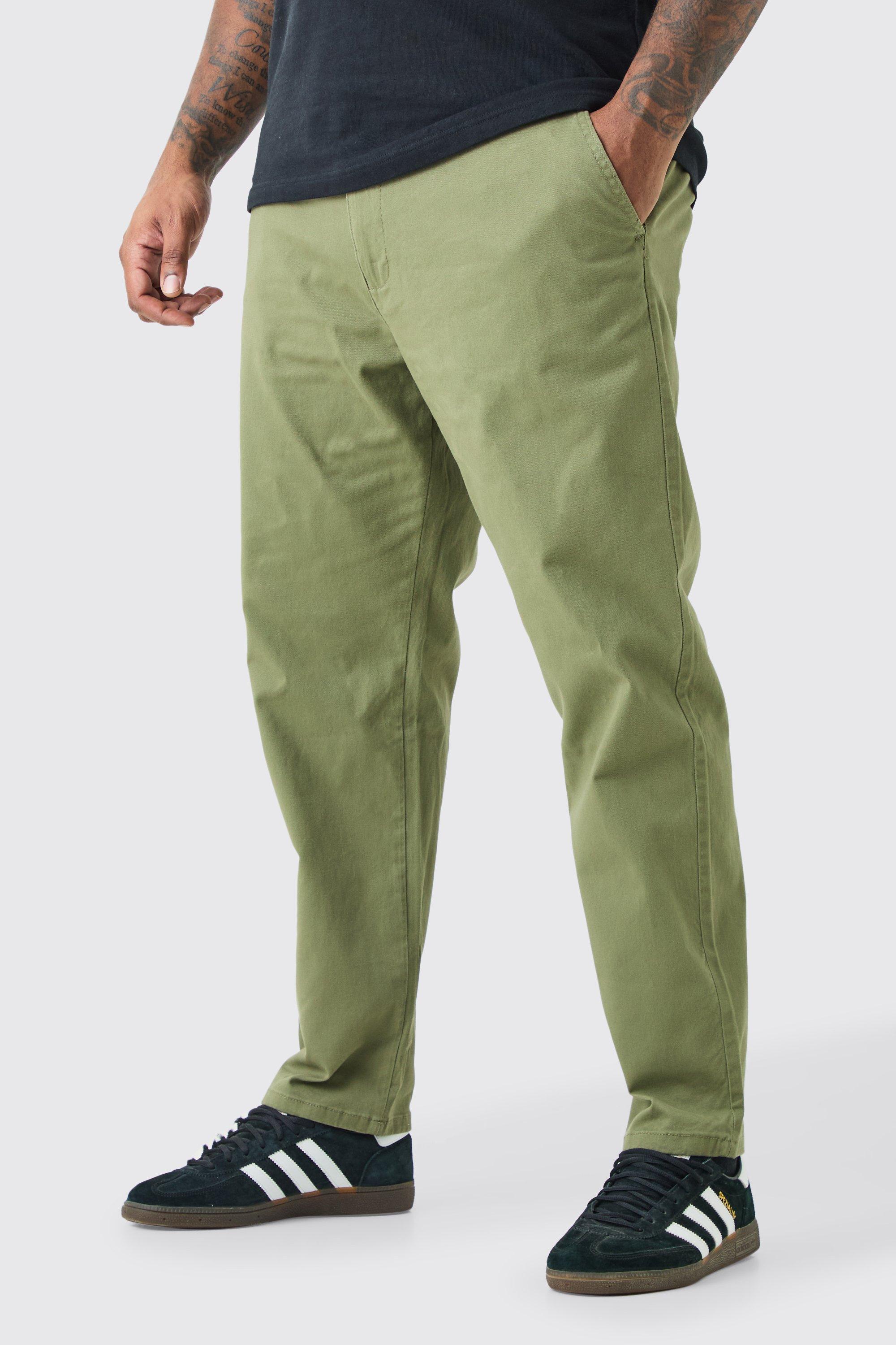 Image of Pantaloni Chino Plus Size Slim Fit con vita fissa, Verde