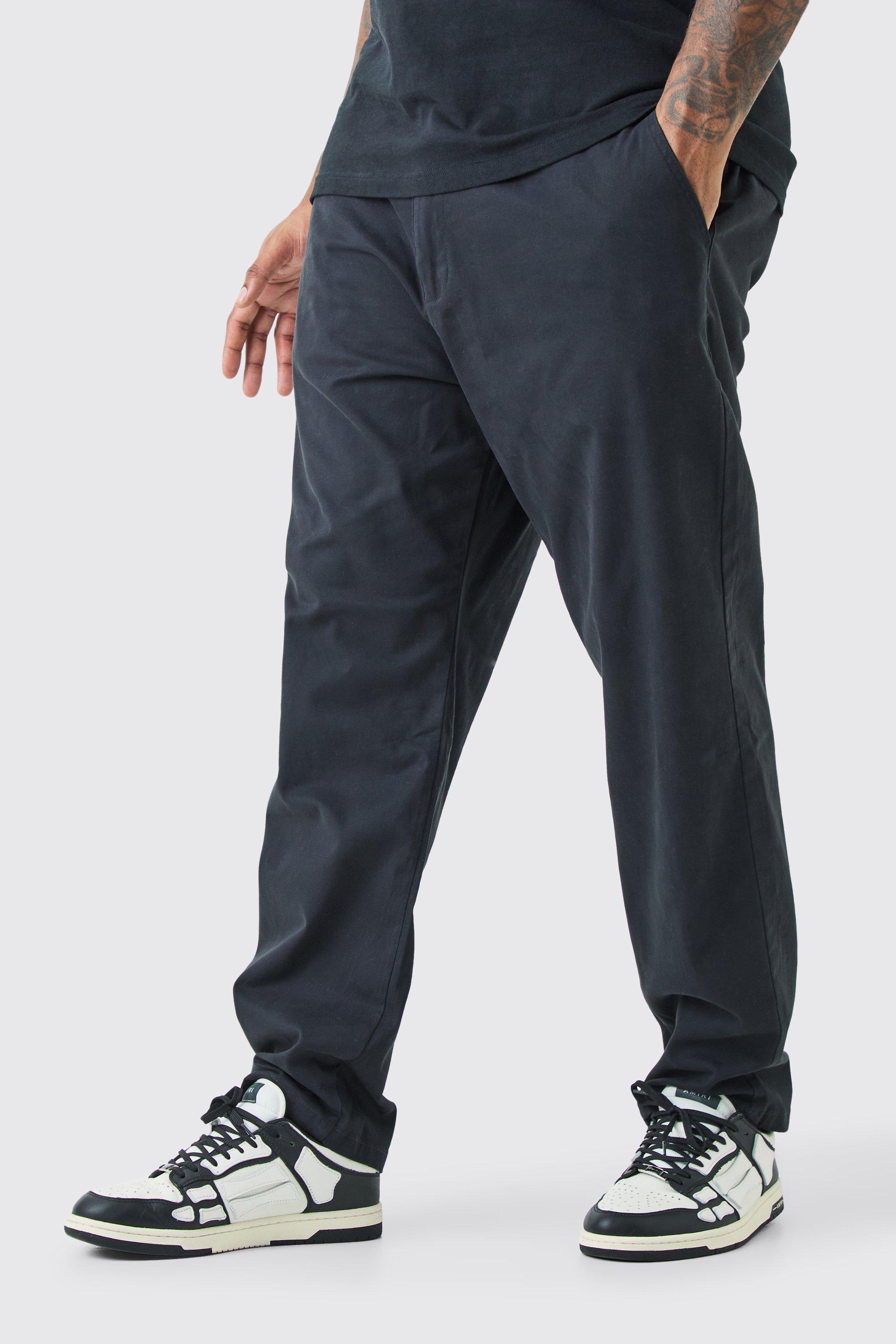 Image of Pantaloni Chino Plus Size Skinny Fit con vita fissa, Nero