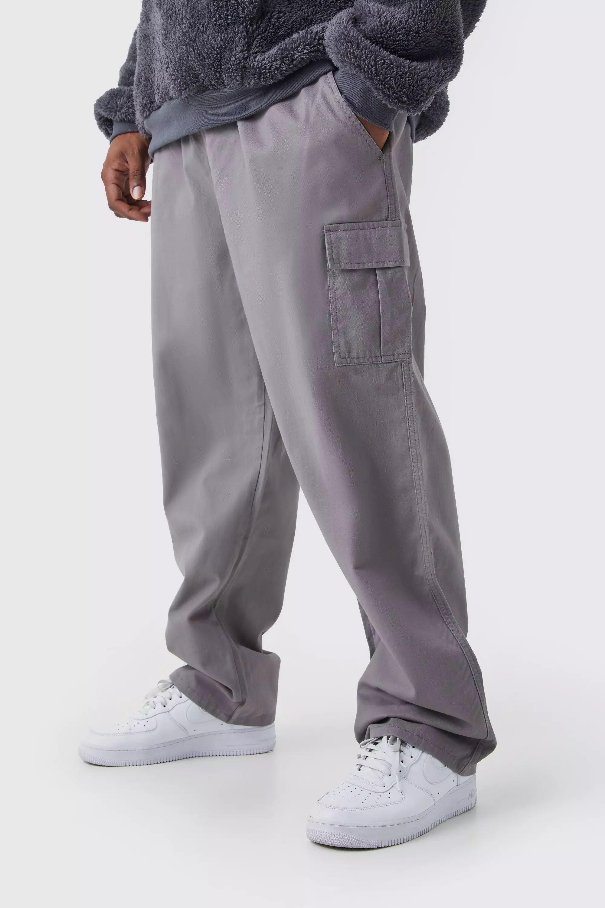 Fixed Waist Straight Leg Twill Cargo Trouser