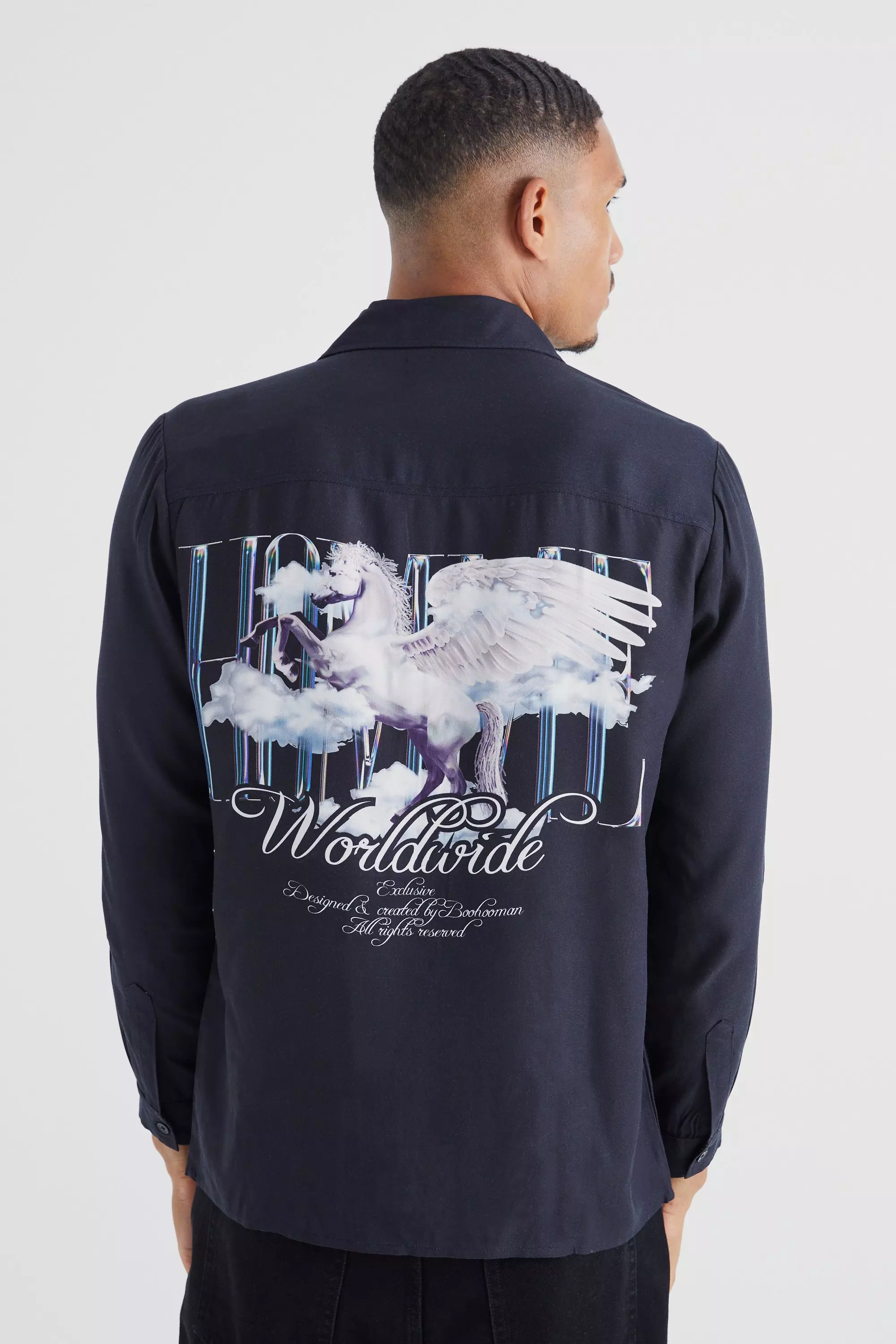 Tall Long Sleeve Viscose Unicorn Back Shirt