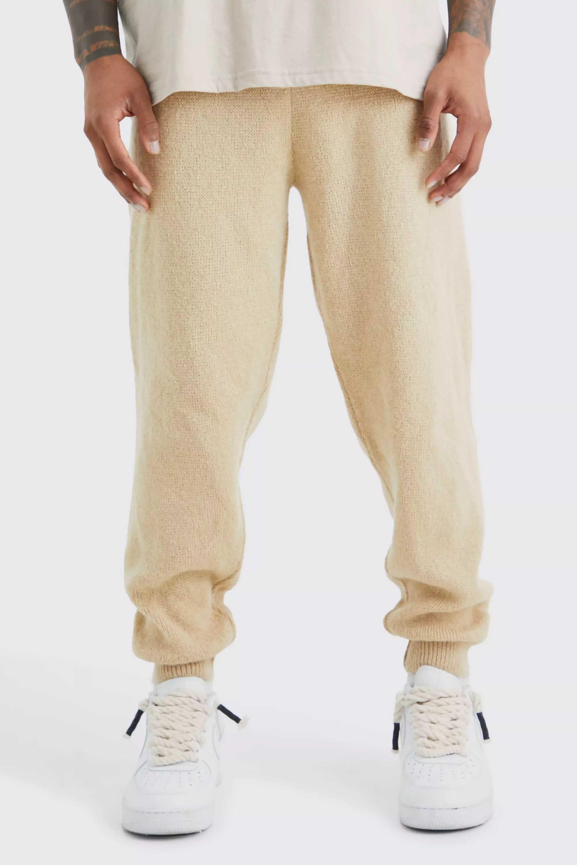 White knitted hot sale joggers