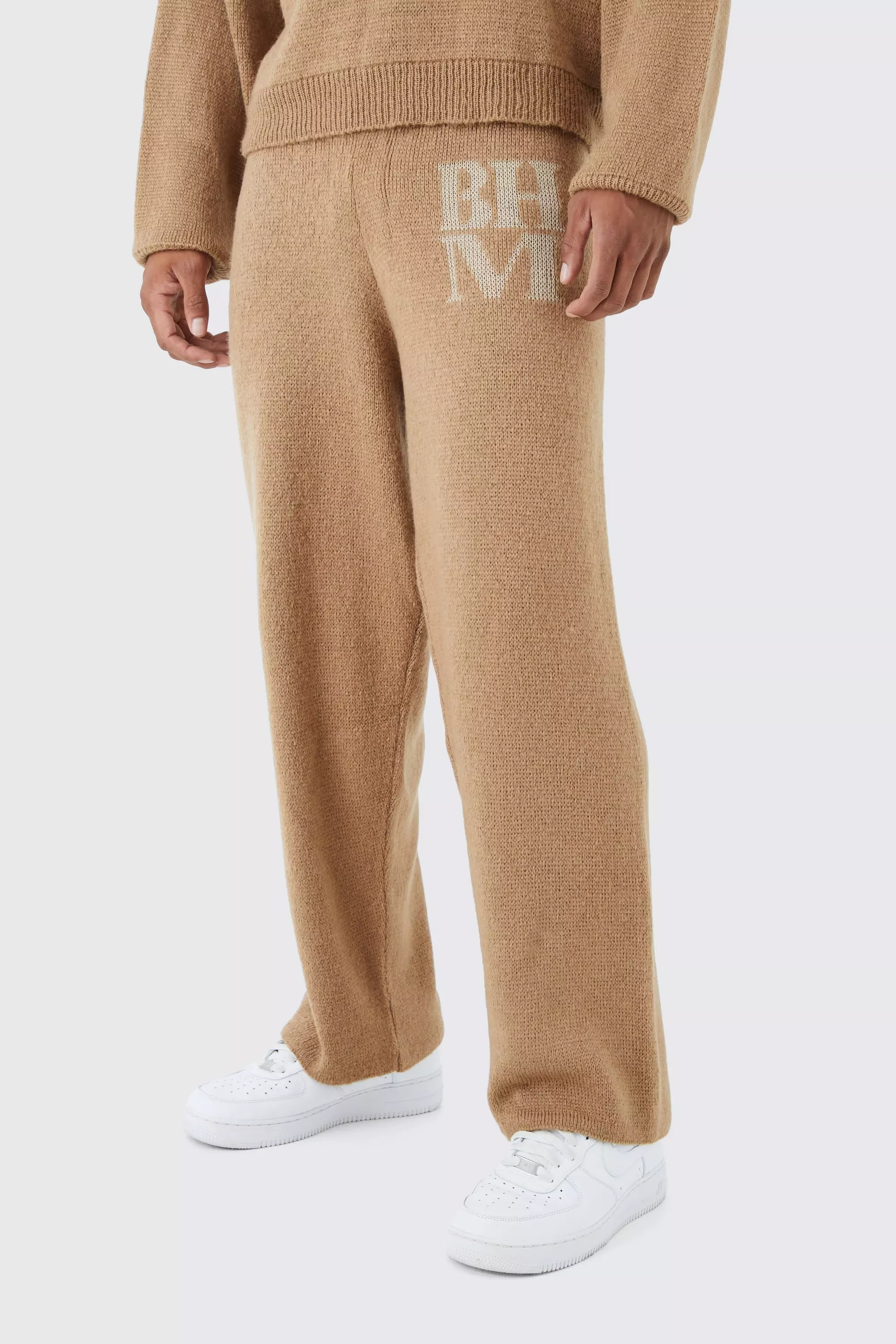 Wide Leg Brushed Bhm Knitted Sweatpants