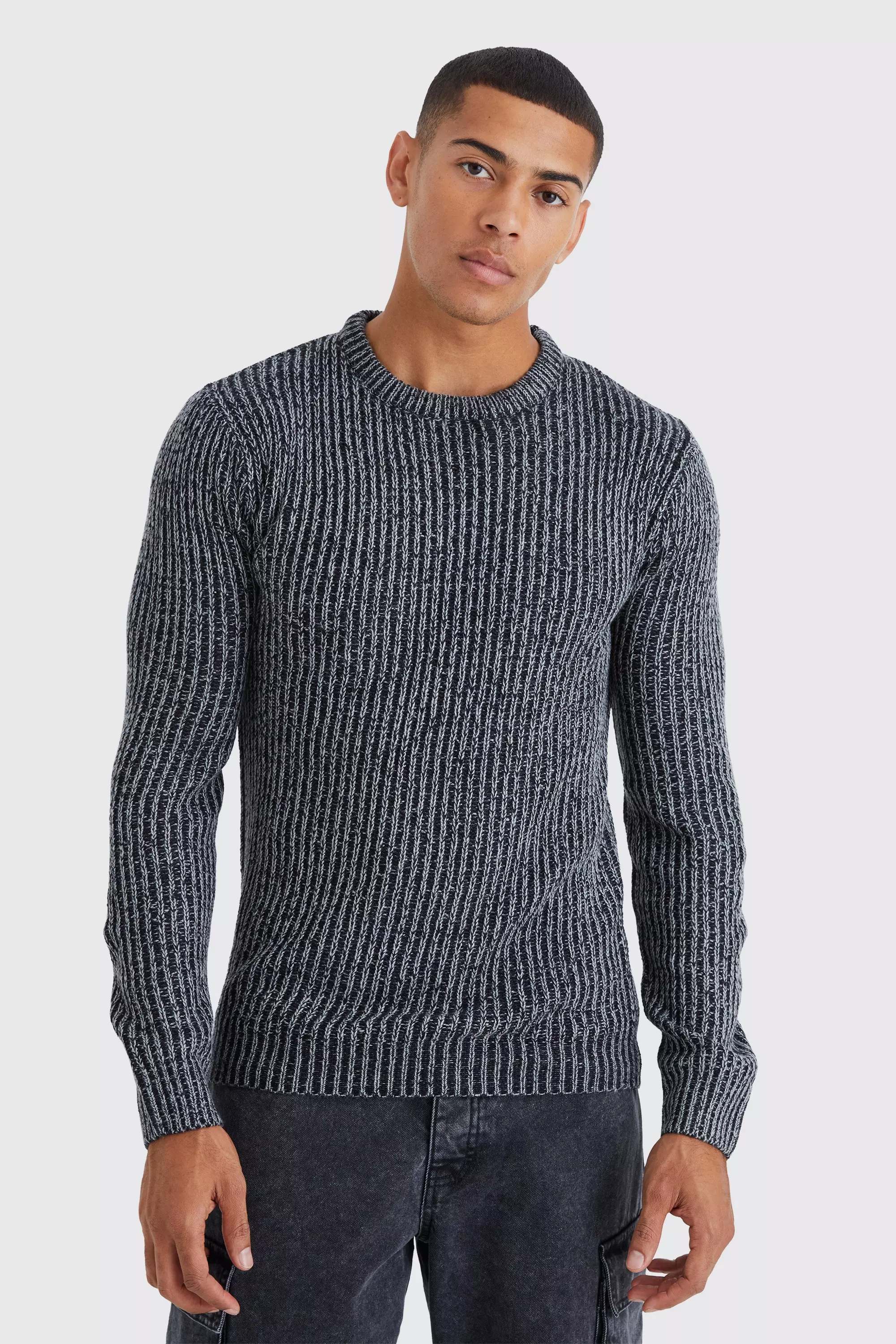 Mens Ribbed Crew Neck Sweater