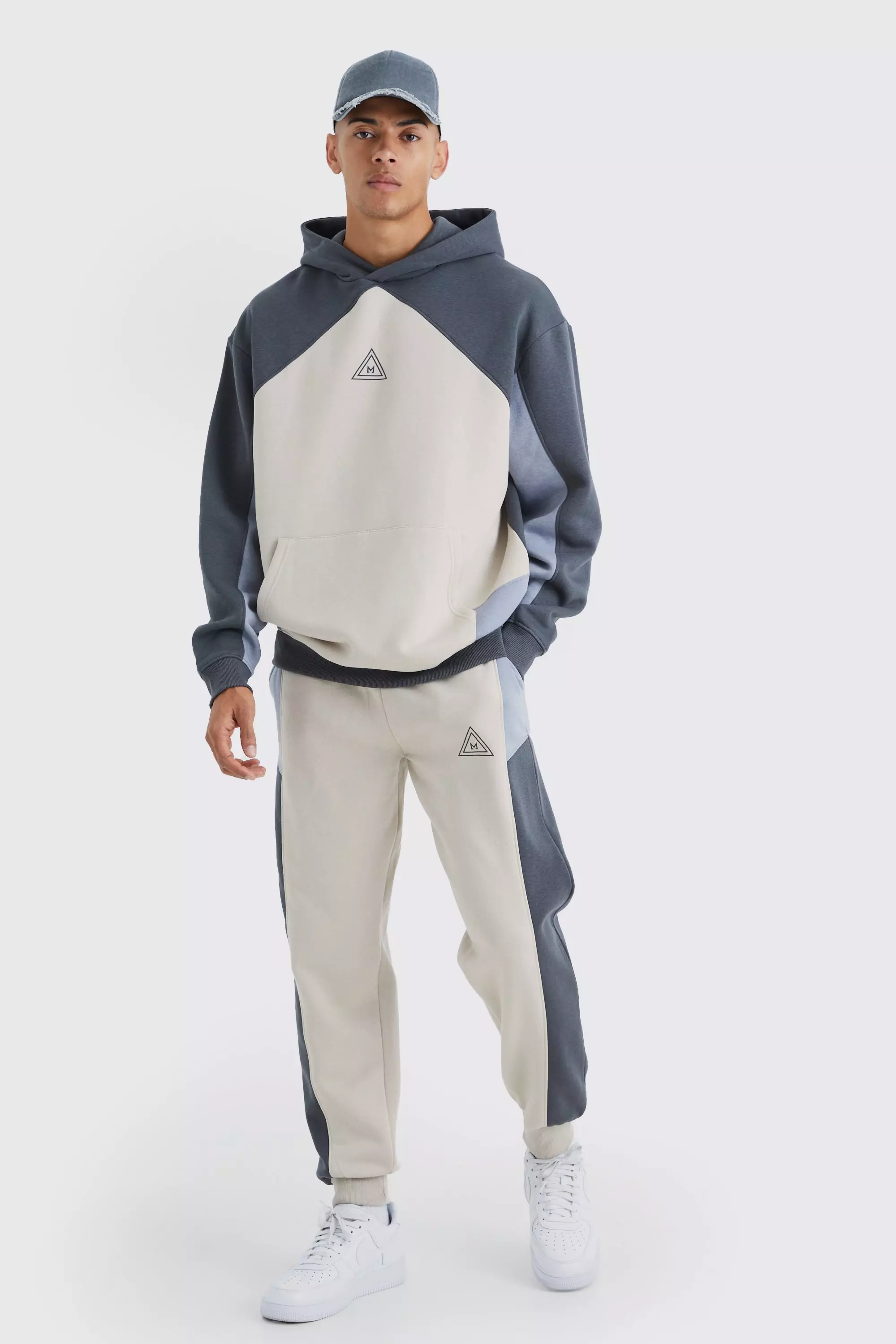 Mens Grey Block Hooded Tracksuit