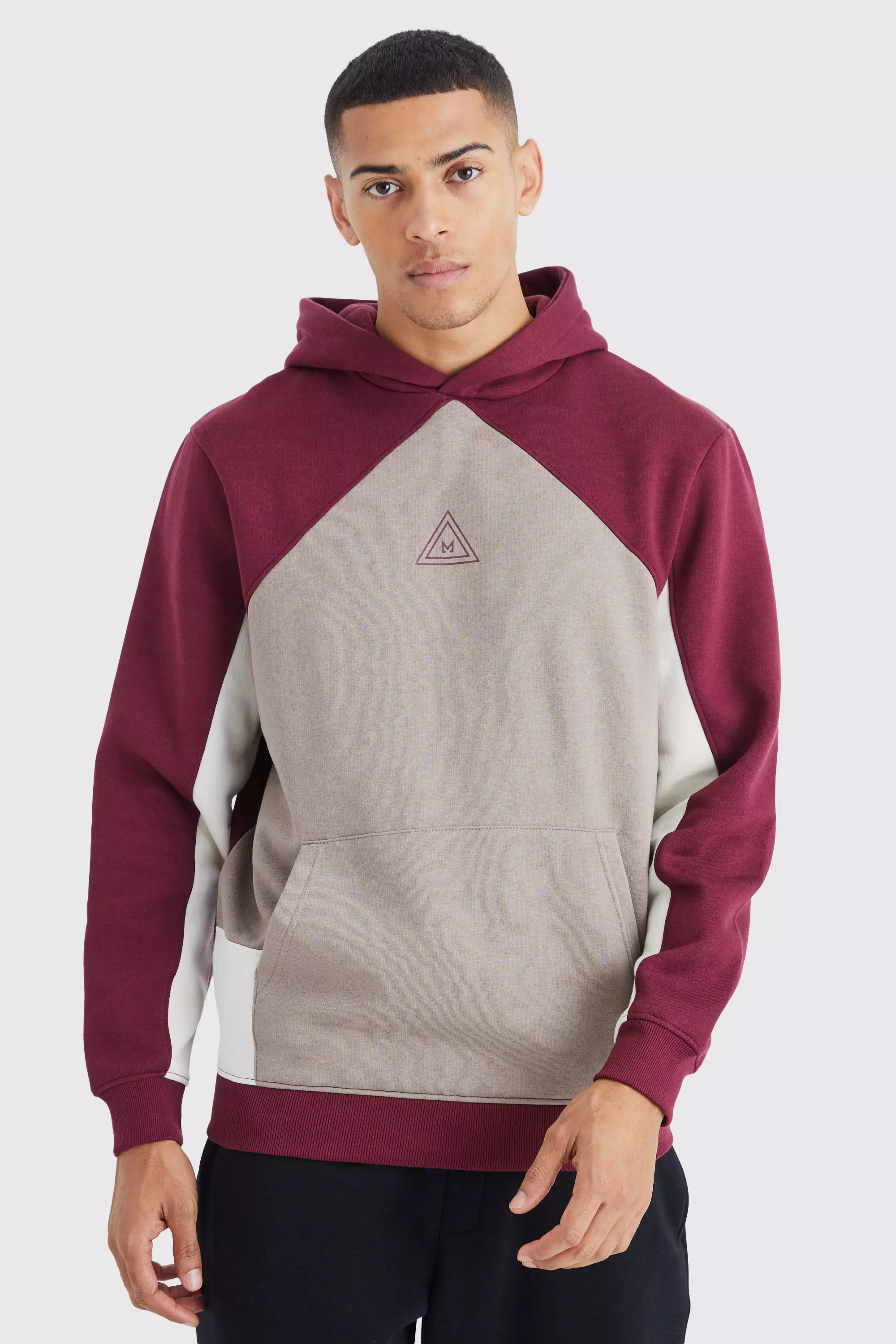 Boohooman colour block online hoodie