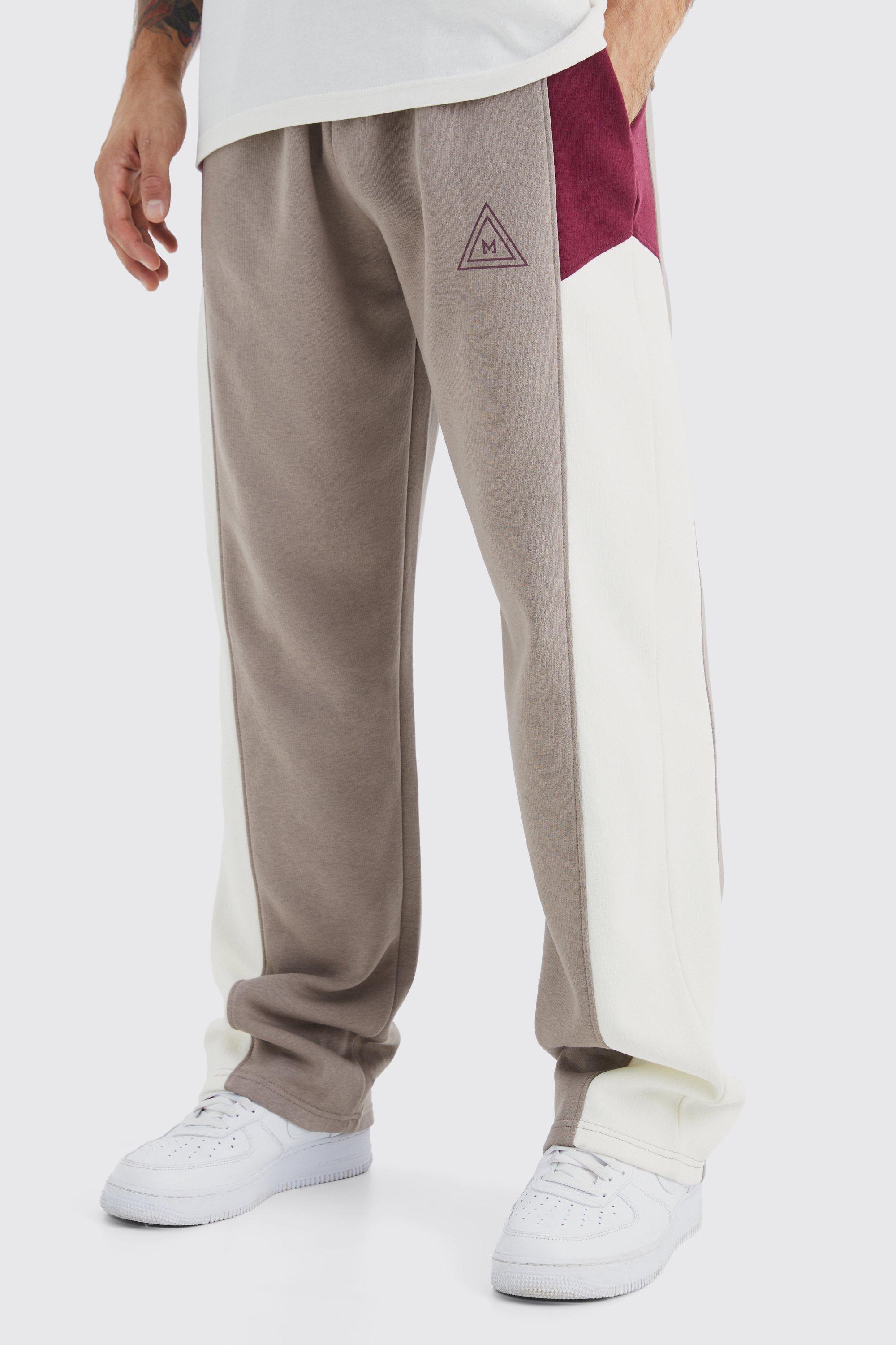 Mens Red Relaxed Colour Block Branded Jogger, Red