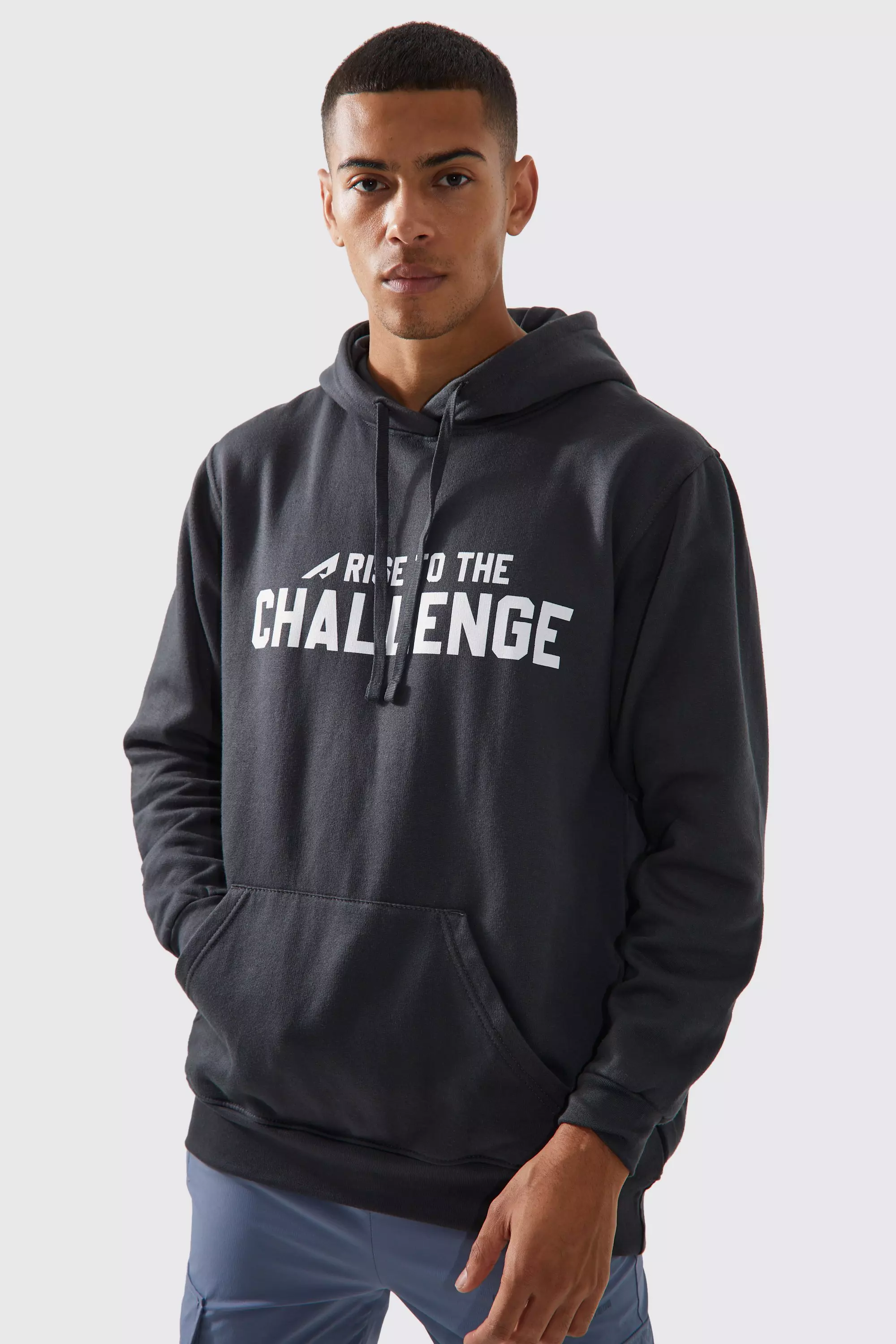 Active Oversized Rise To The Challenge Hoodie boohooMAN USA