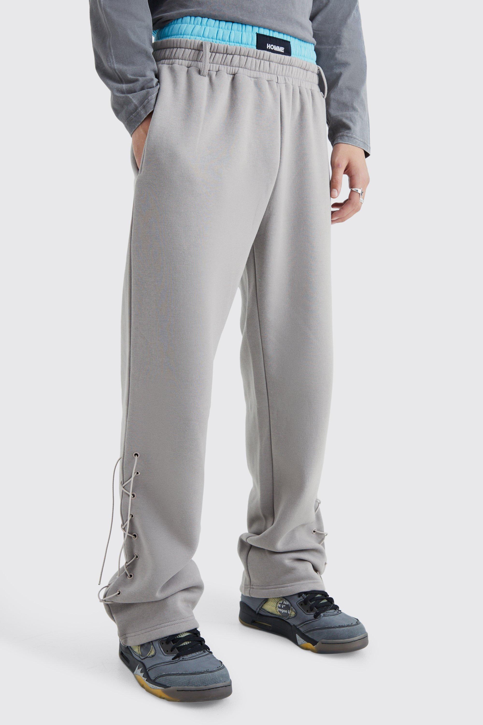 Mens Grey Relaxed Double Waistband Jogger, Grey