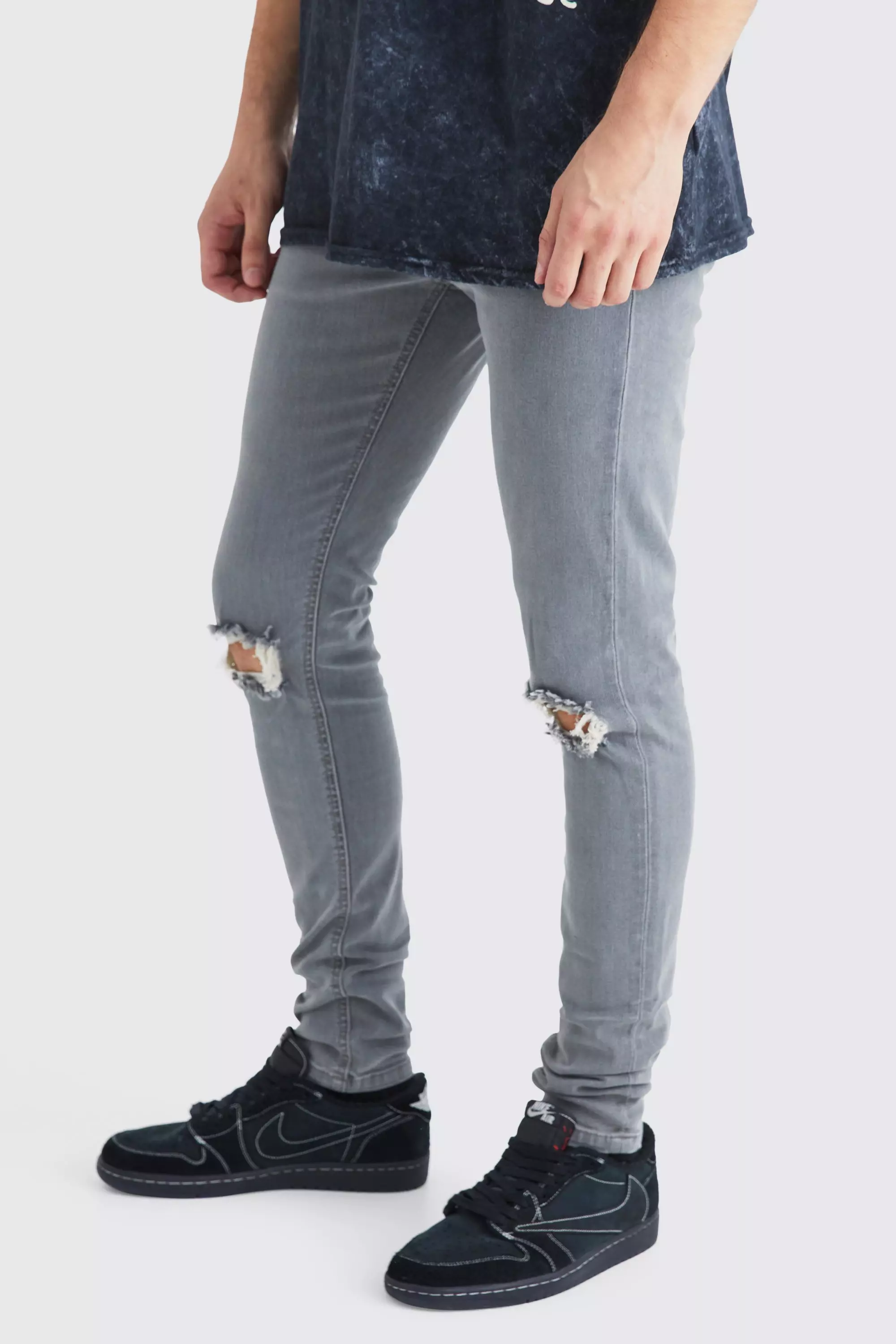 Tall Super Skinny Stretch Ripped Knee Jeans