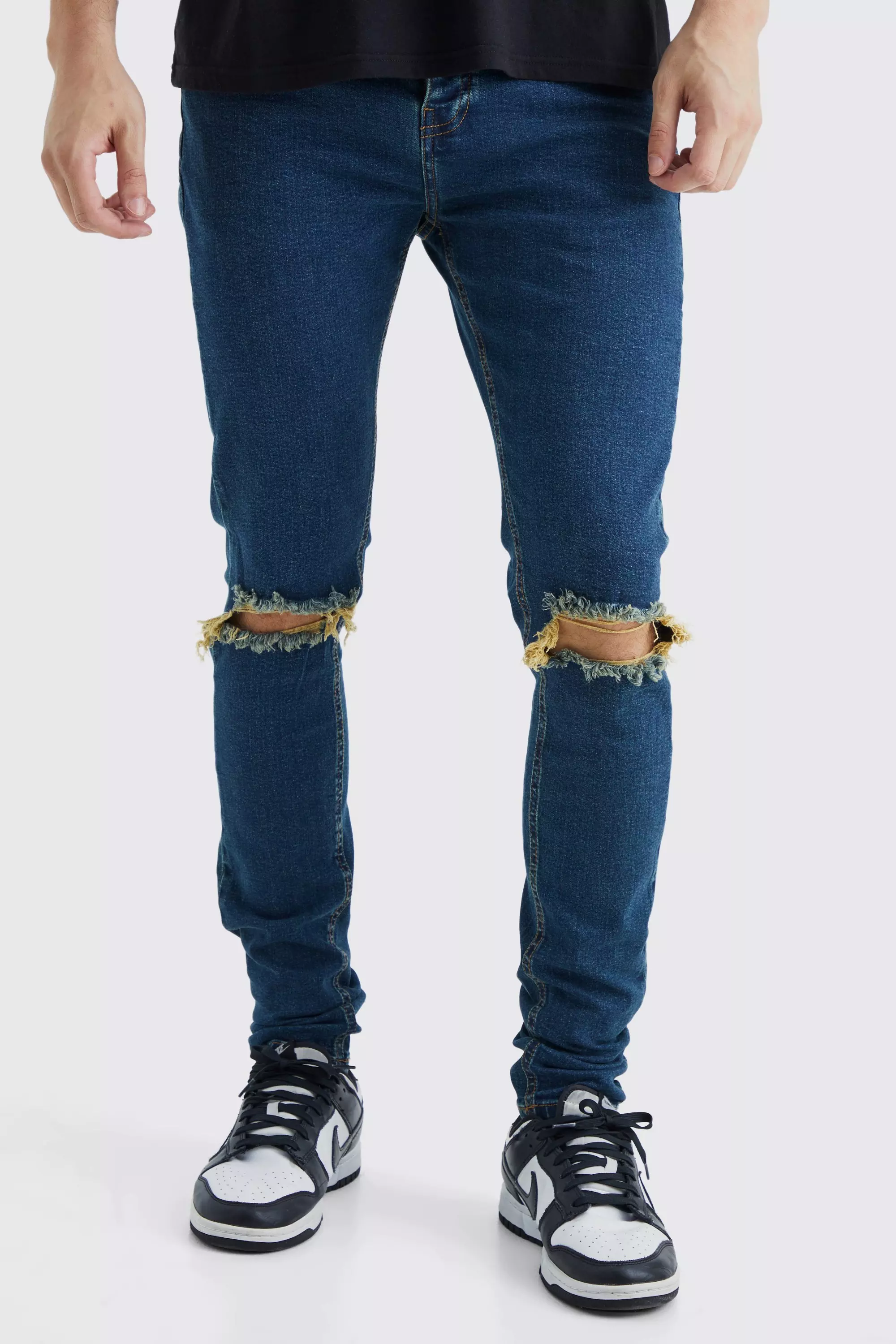 Tall Super Skinny Ripped Jeans | boohooMAN USA