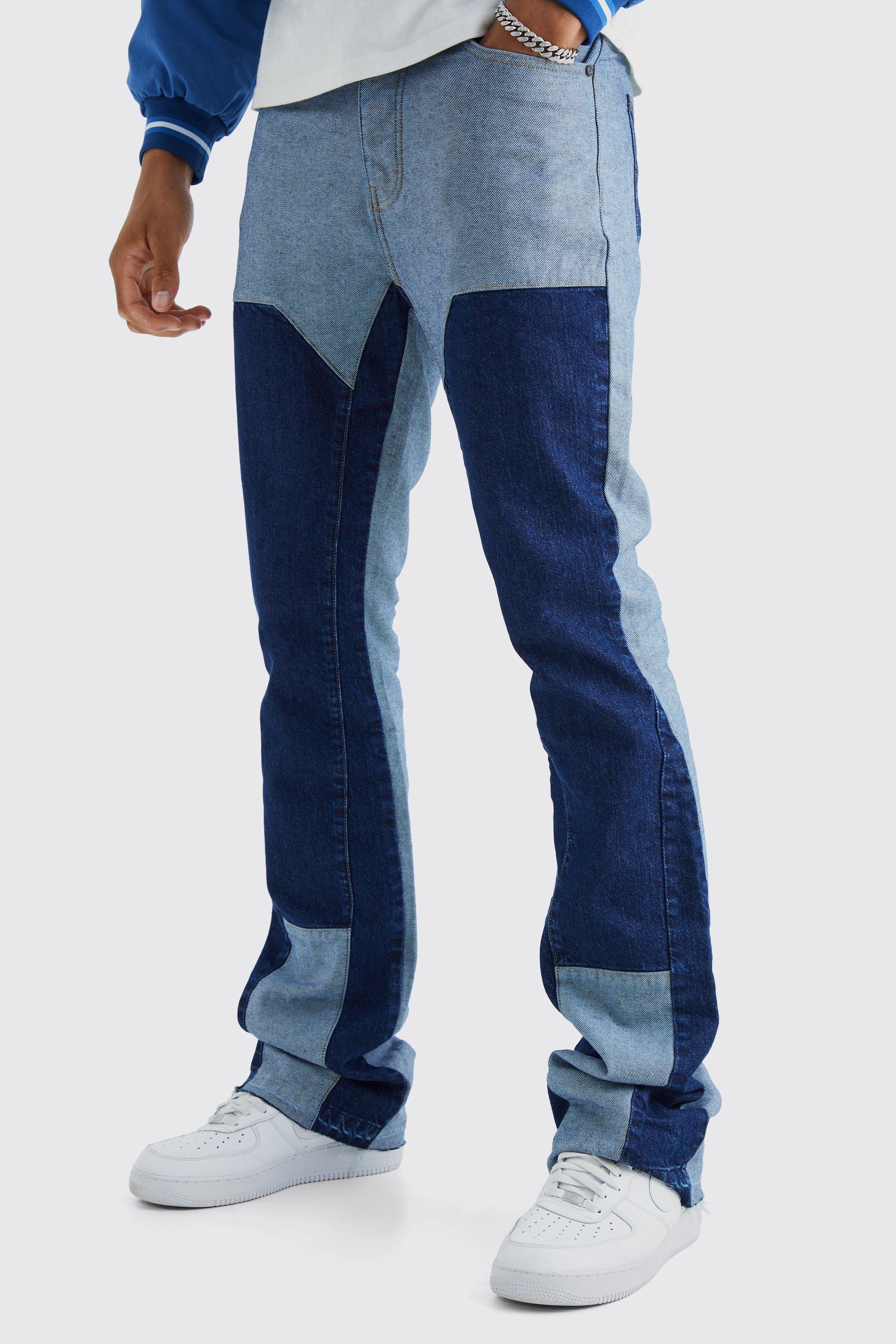 womens tall slim rigid flare tinted carpenter jeans - blue - 32, blue