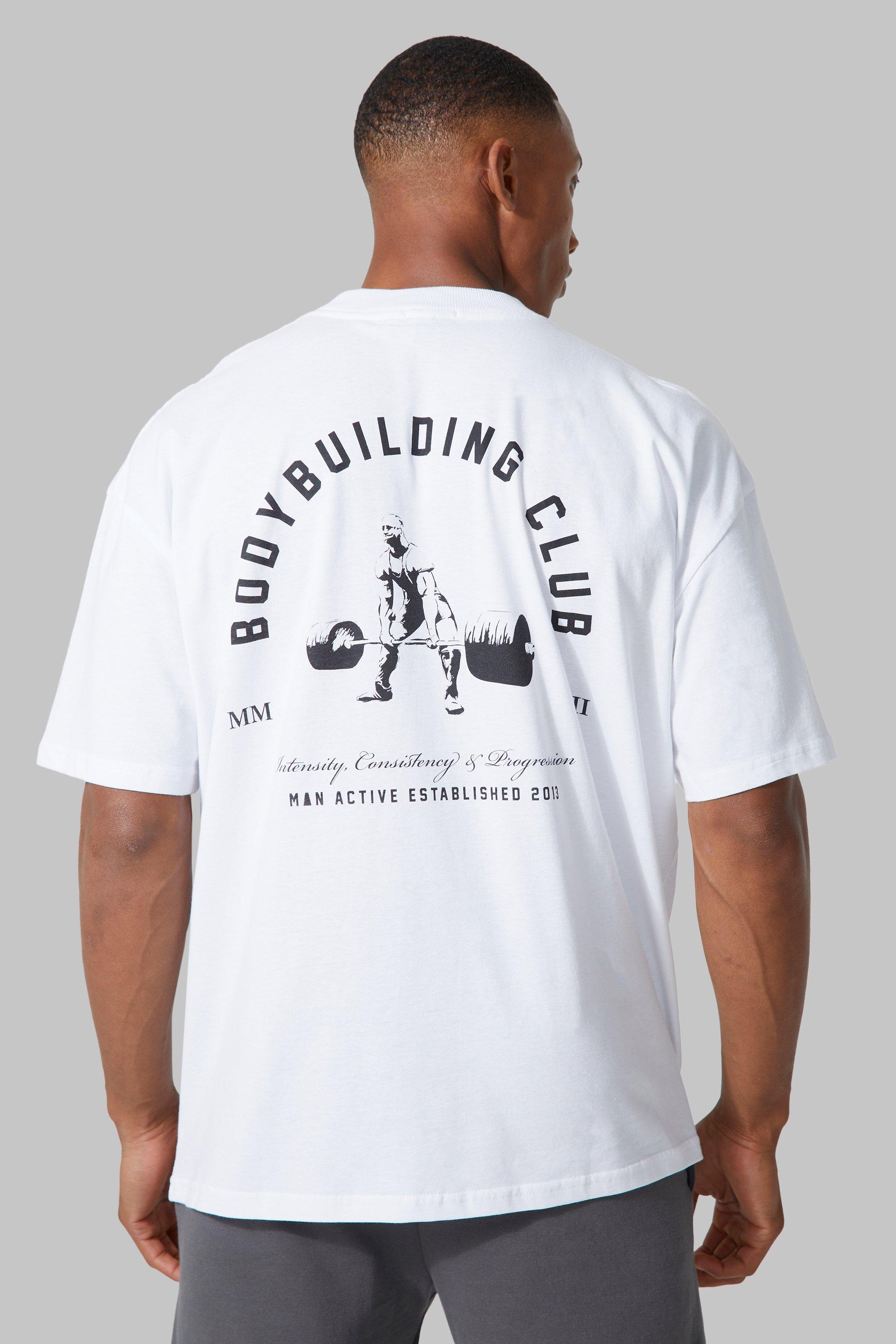 Image of T-shirt oversize Man Active Body Building, Bianco